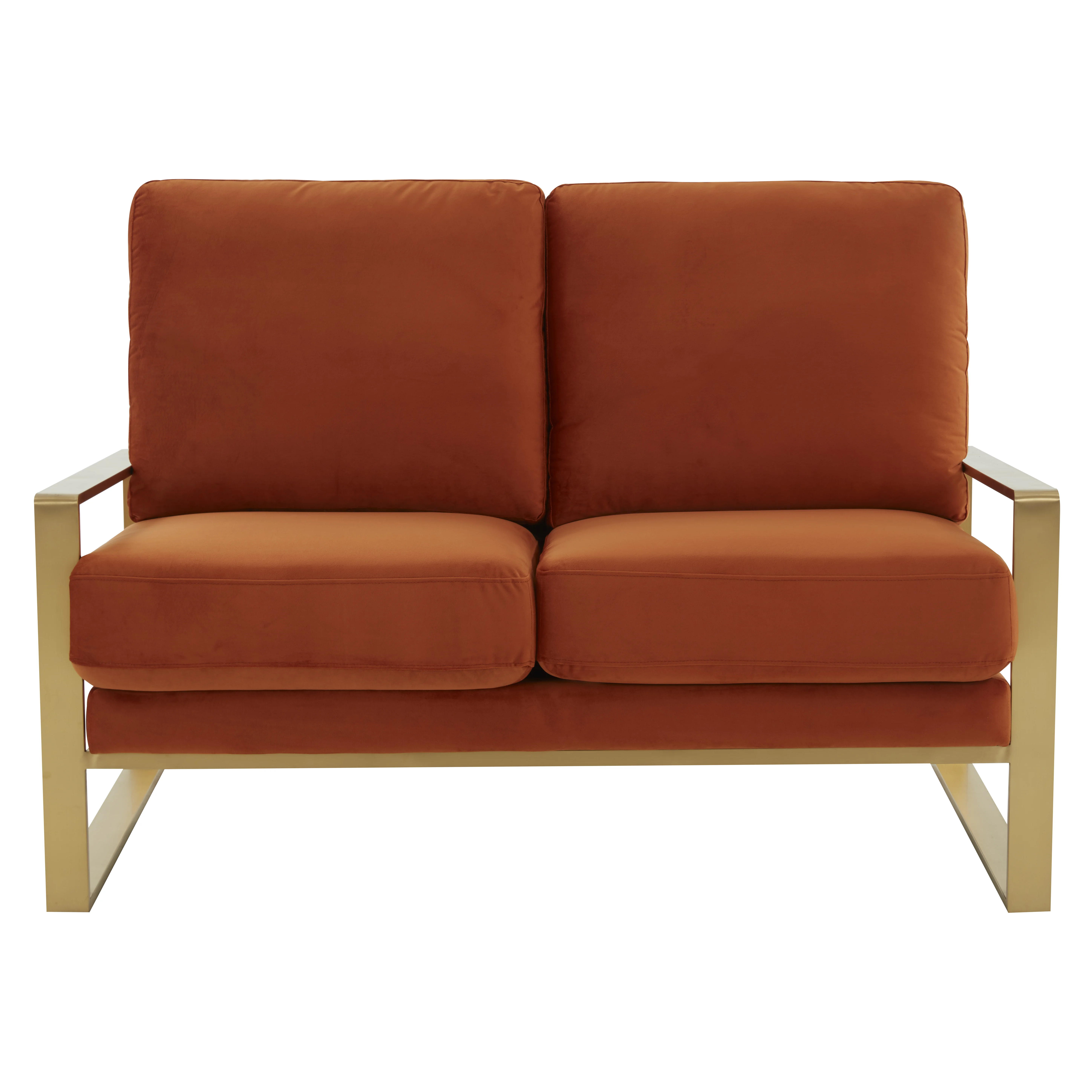 Jefferson Contemporary Modern Velvet Loveseat With Gold Frame