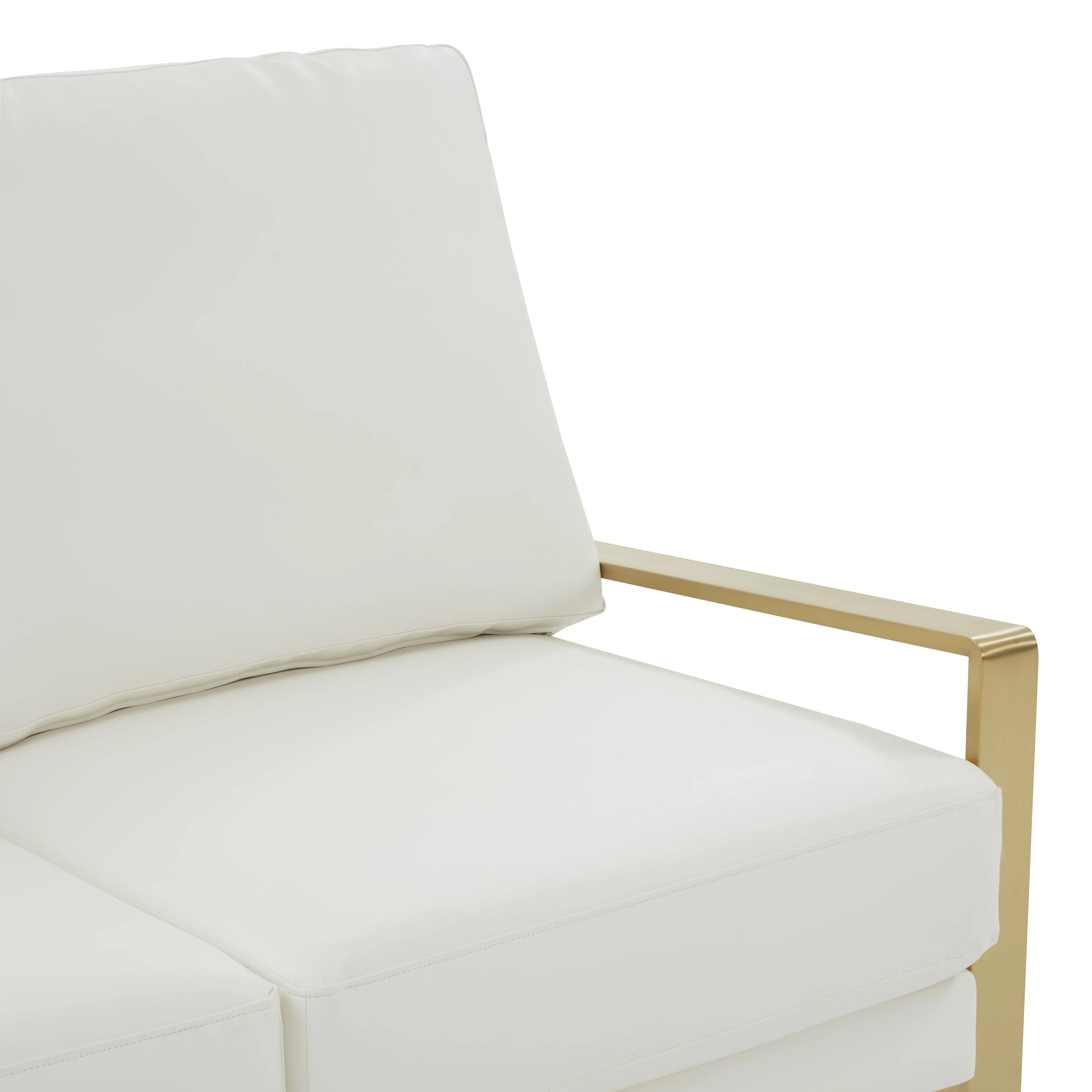 Jefferson - Leather Loveseat - Gold Frame - White