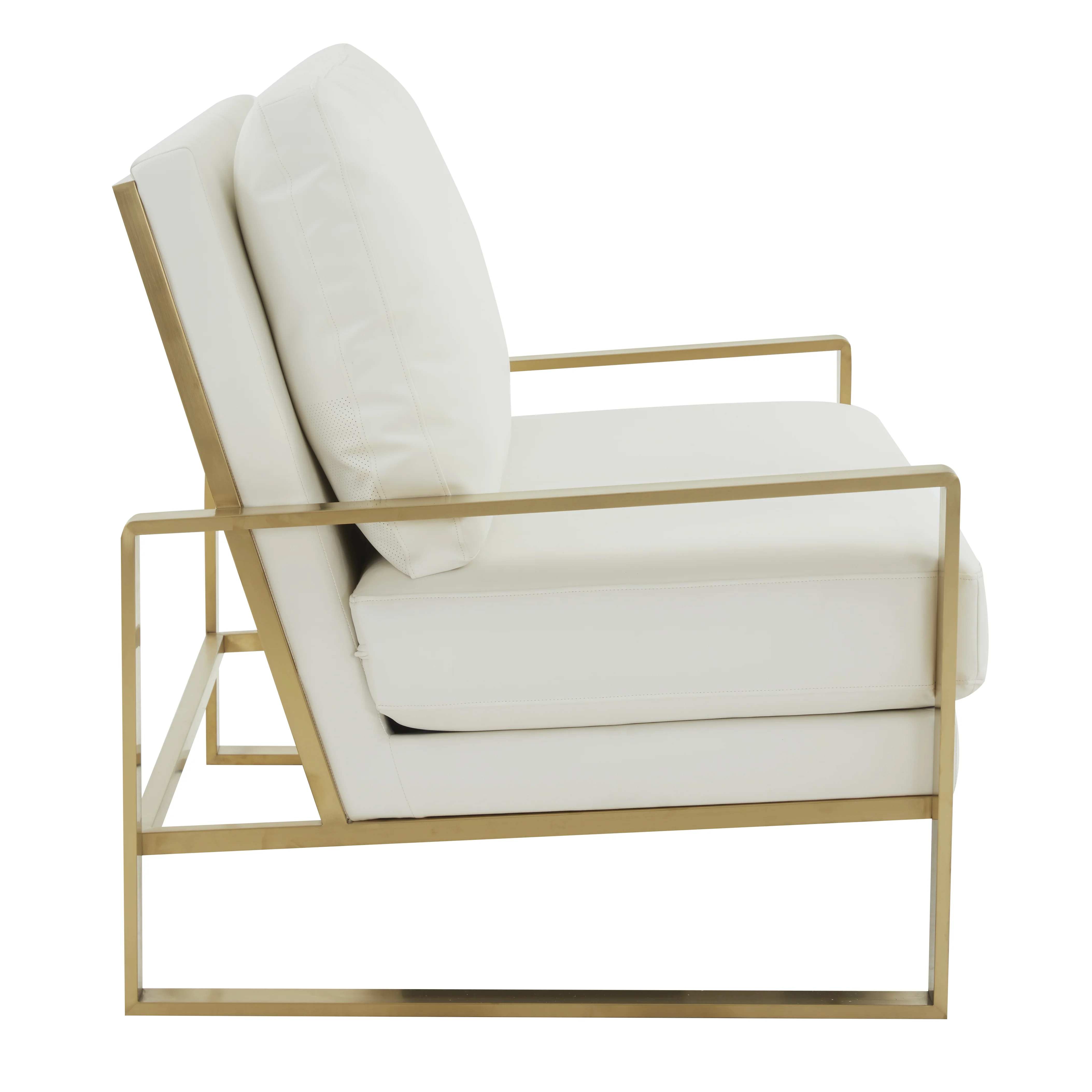 Jefferson - Leather Loveseat - Gold Frame - White