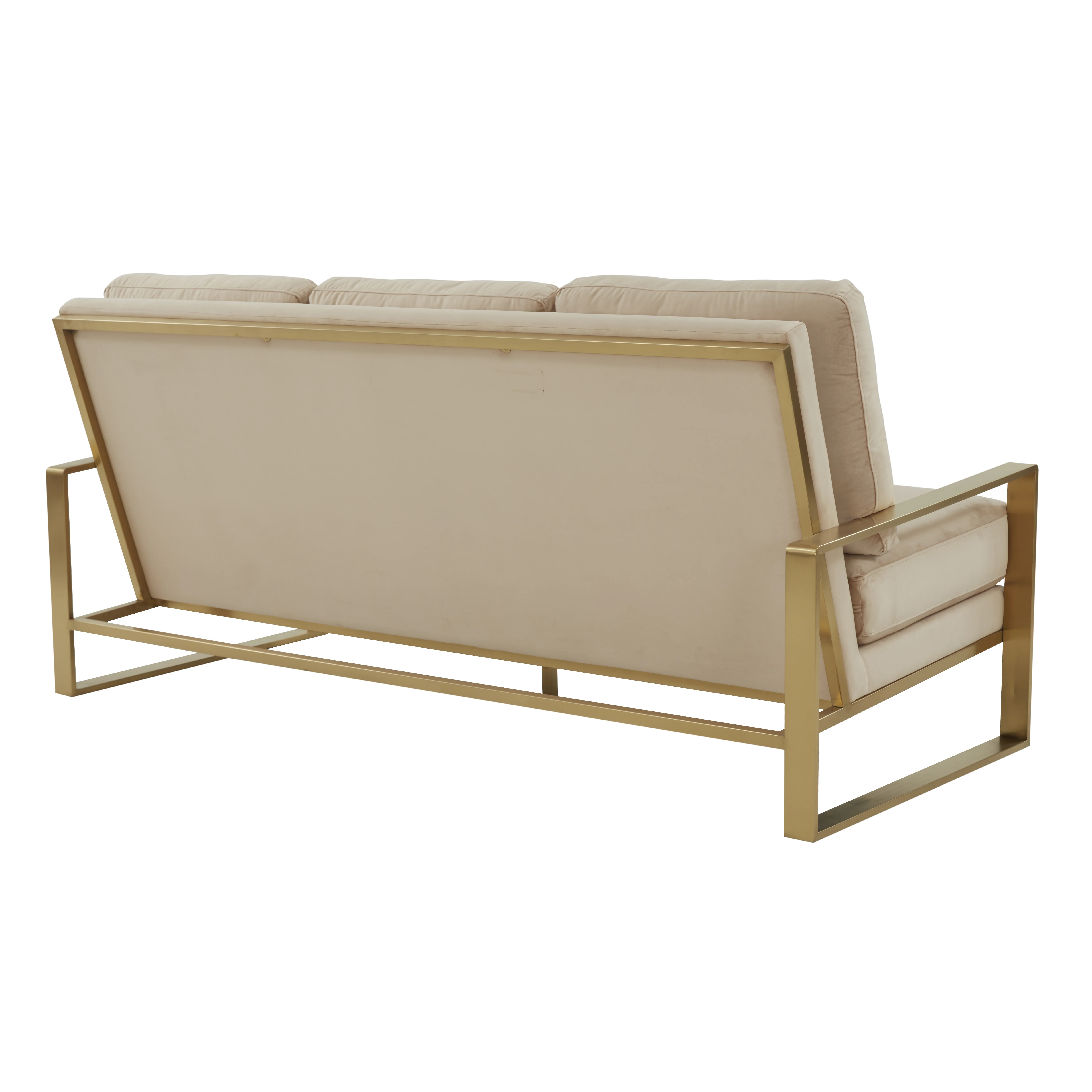 Jefferson Contemporary Modern Design Velvet Sofa With Gold Frame.