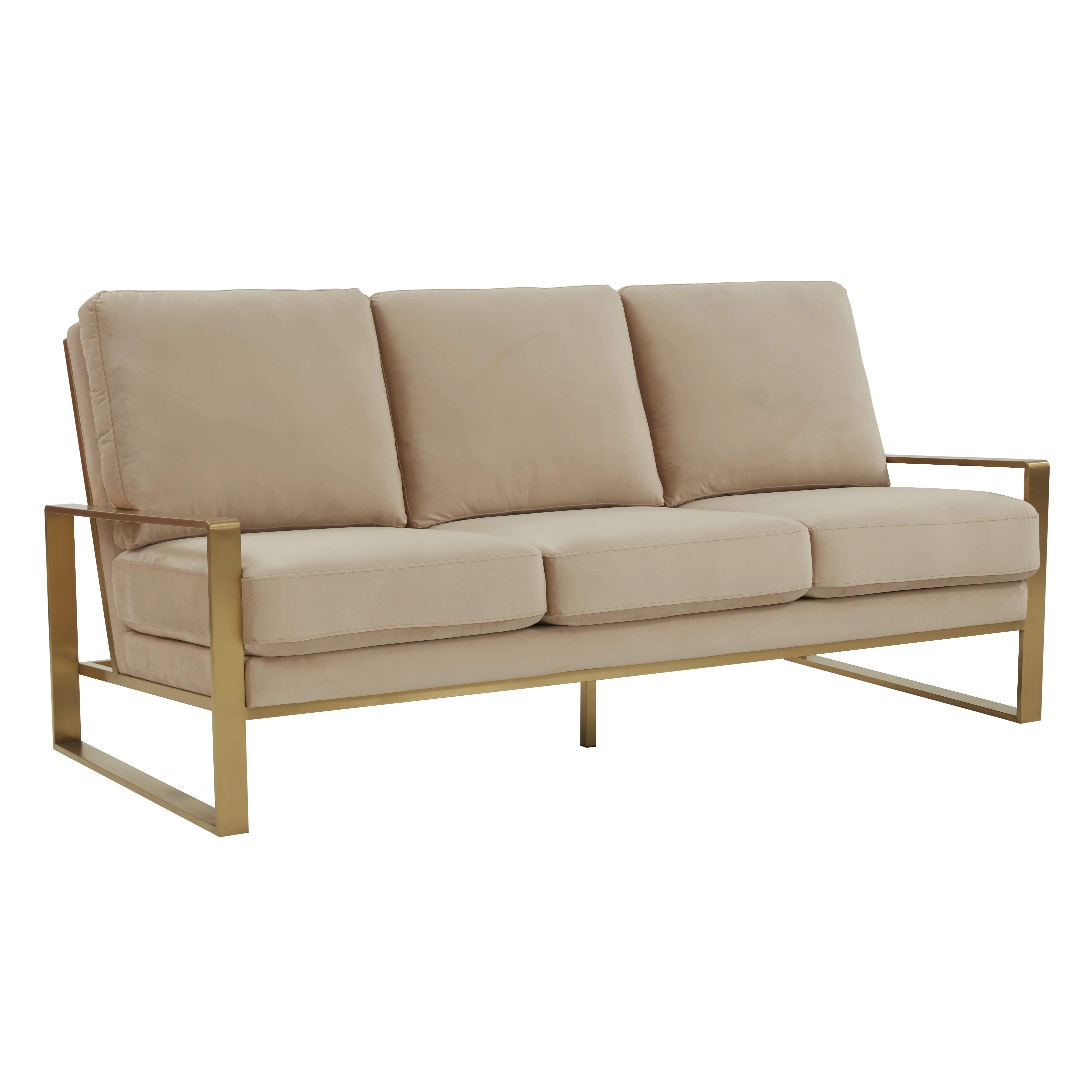 Jefferson Contemporary Modern Design Velvet Sofa With Gold Frame.