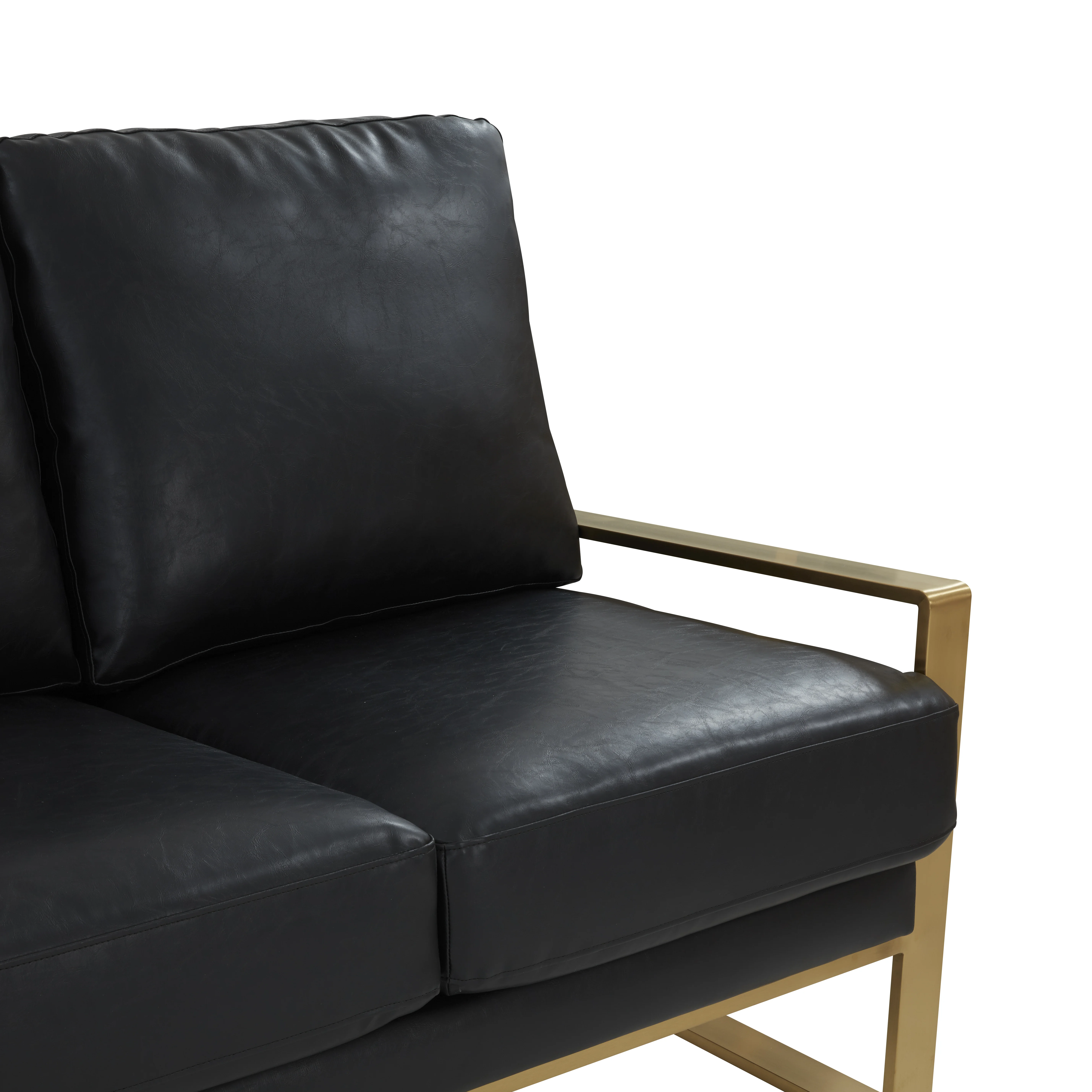 Jefferson Modern Design Leather Sofa With Gold Frame
