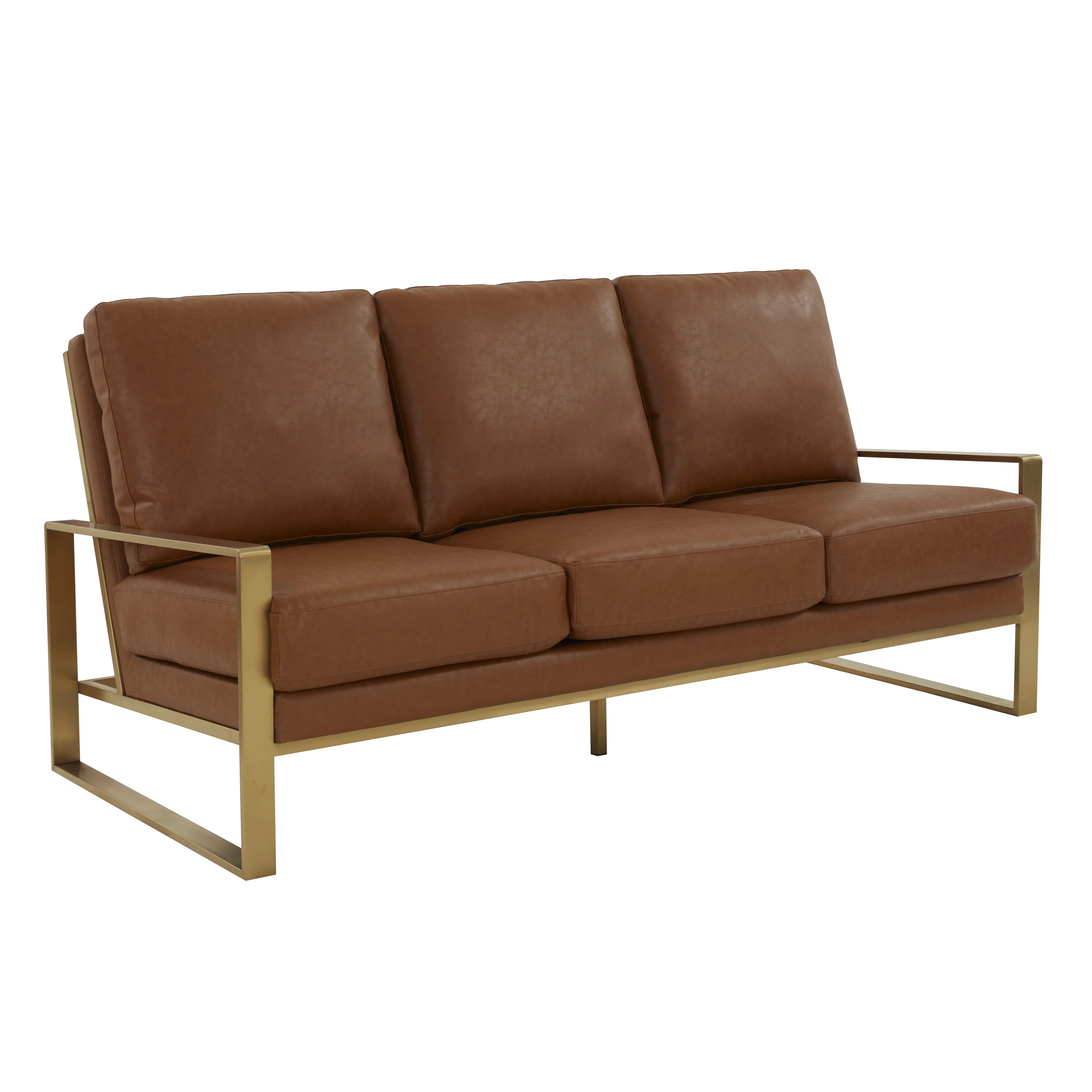 Jefferson Modern Design Leather Sofa With Gold Frame