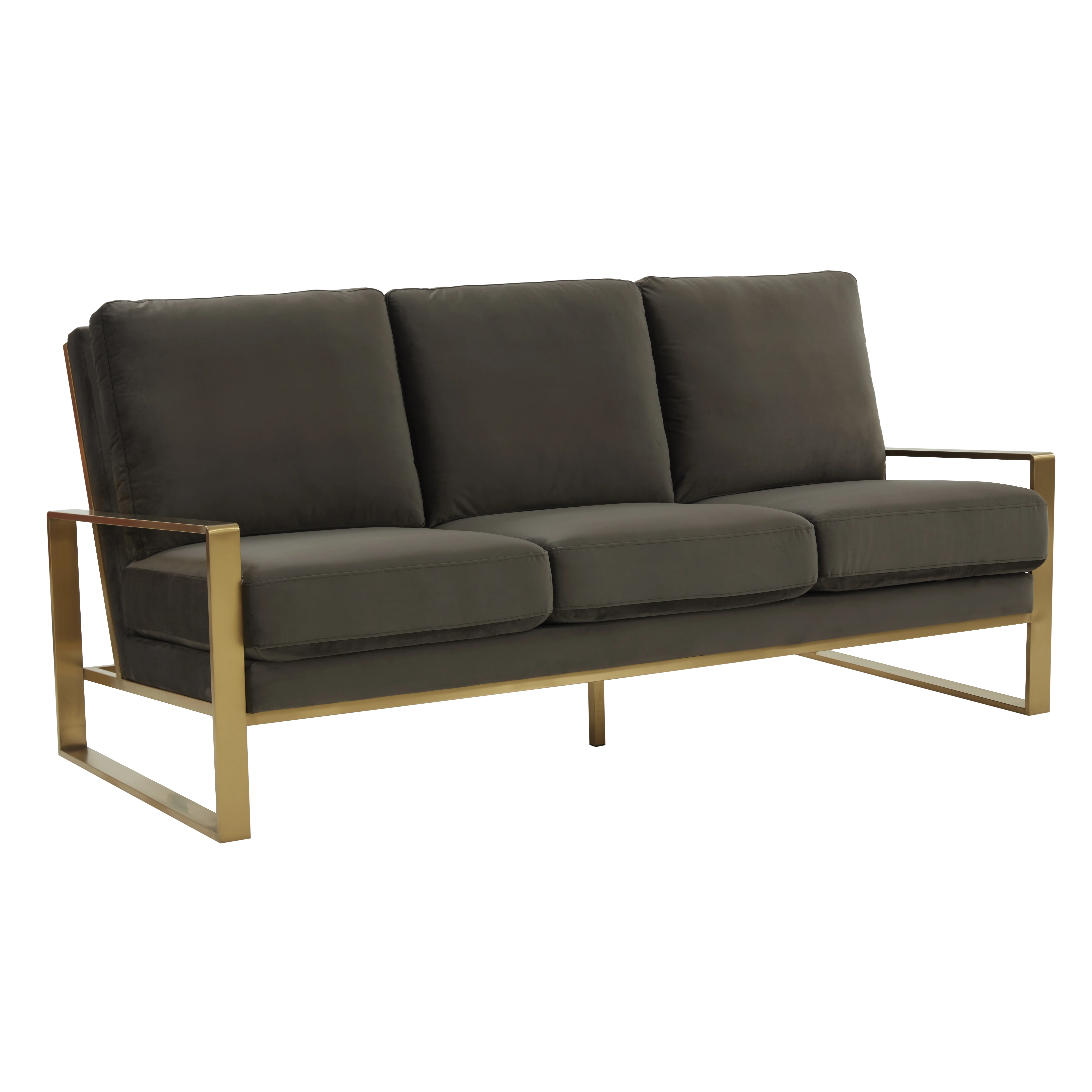 Jefferson Contemporary Modern Design Velvet Sofa With Gold Frame.