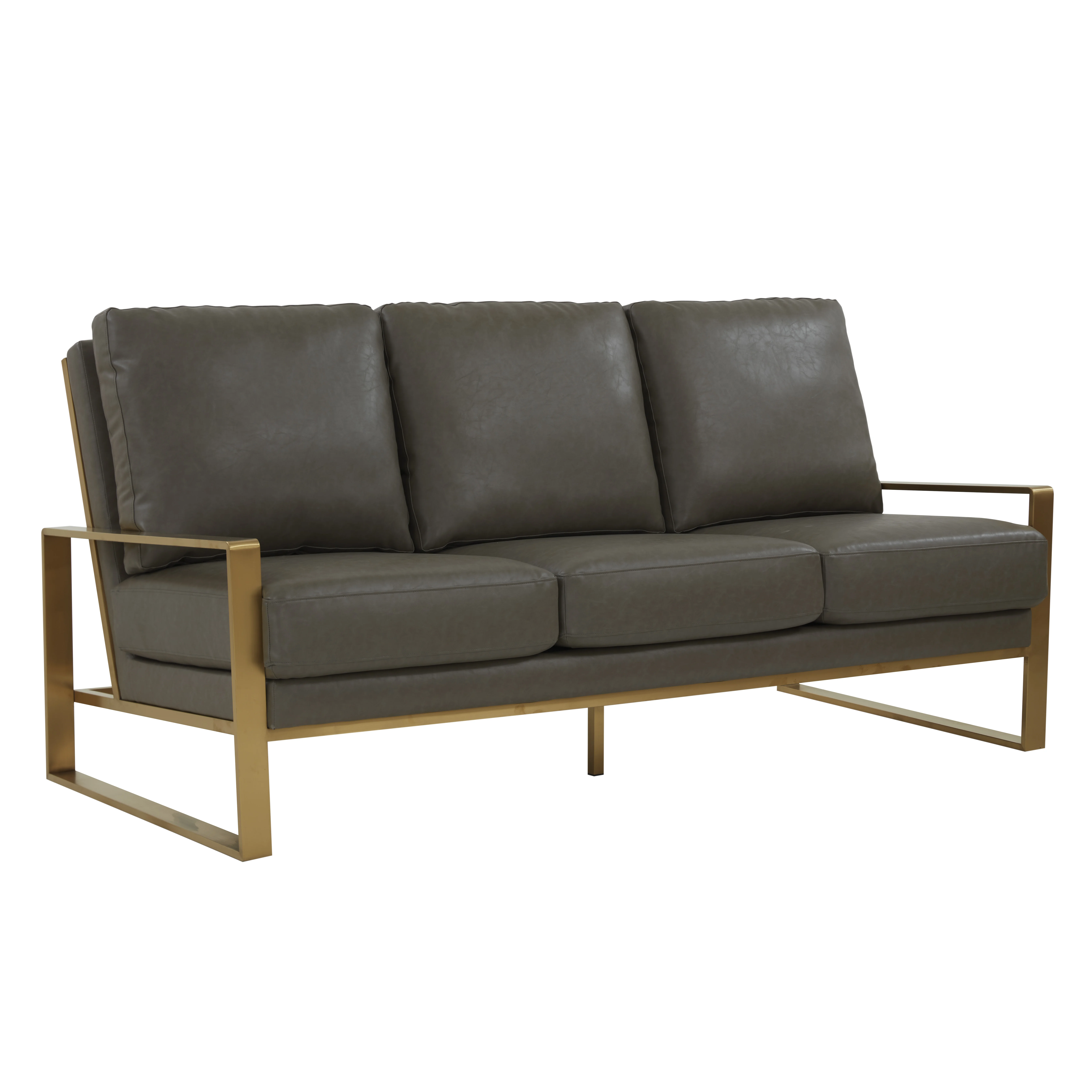 Jefferson Modern Design Leather Sofa With Gold Frame