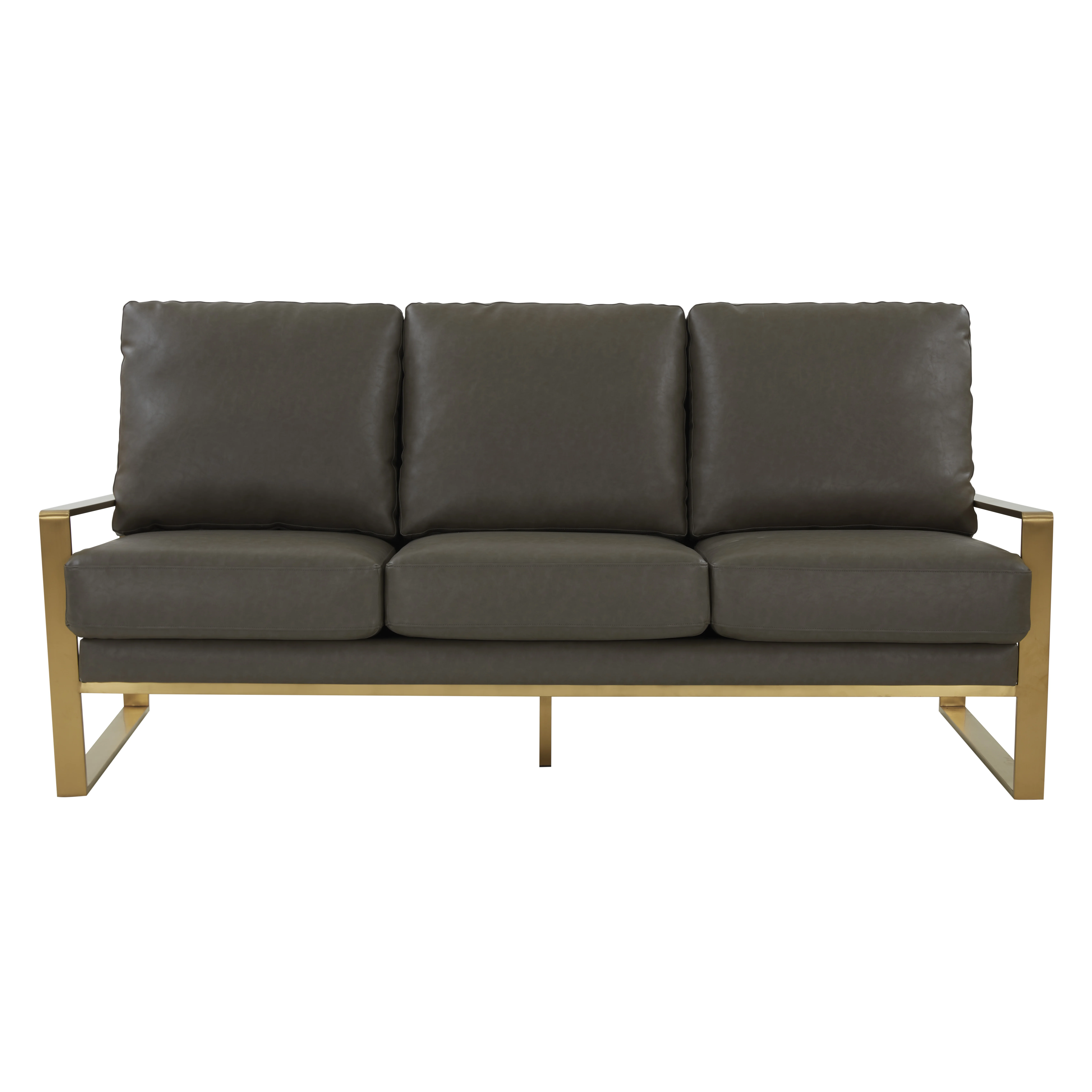 Jefferson Modern Design Leather Sofa With Gold Frame