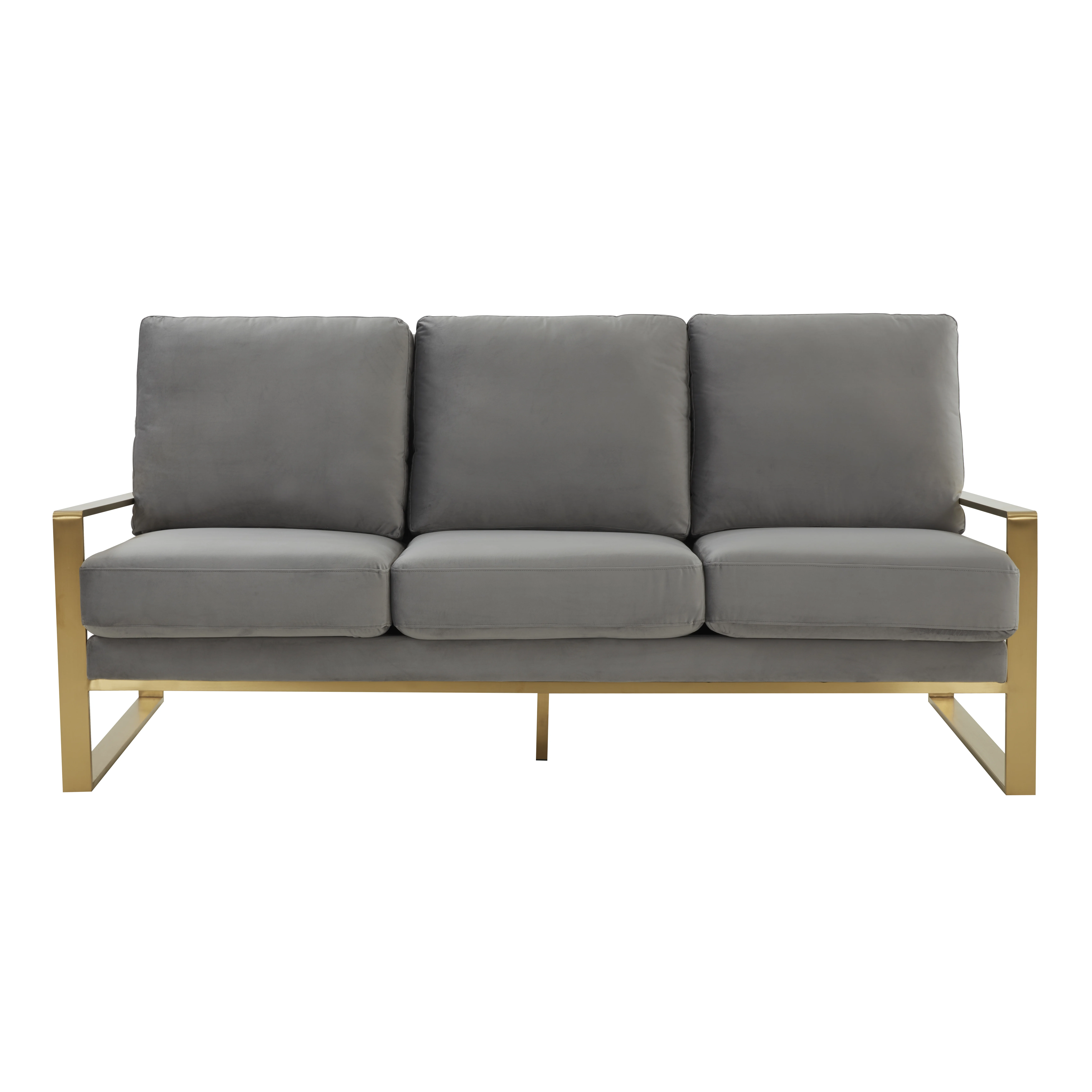 Jefferson Contemporary Modern Design Velvet Sofa With Gold Frame.