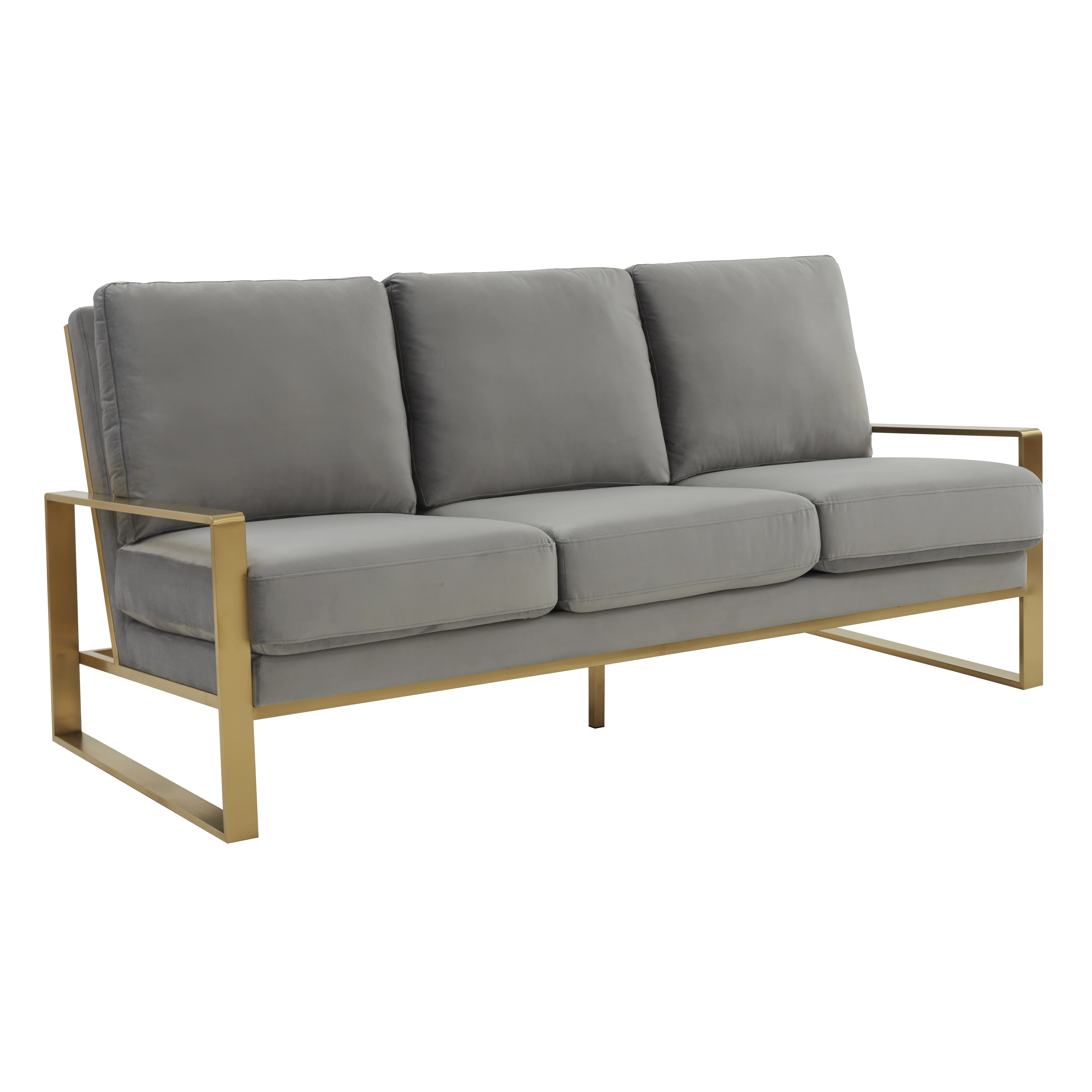 Jefferson Contemporary Modern Design Velvet Sofa With Gold Frame.