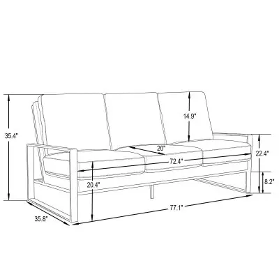 Jefferson Contemporary Modern Design Velvet Sofa With Gold Frame.