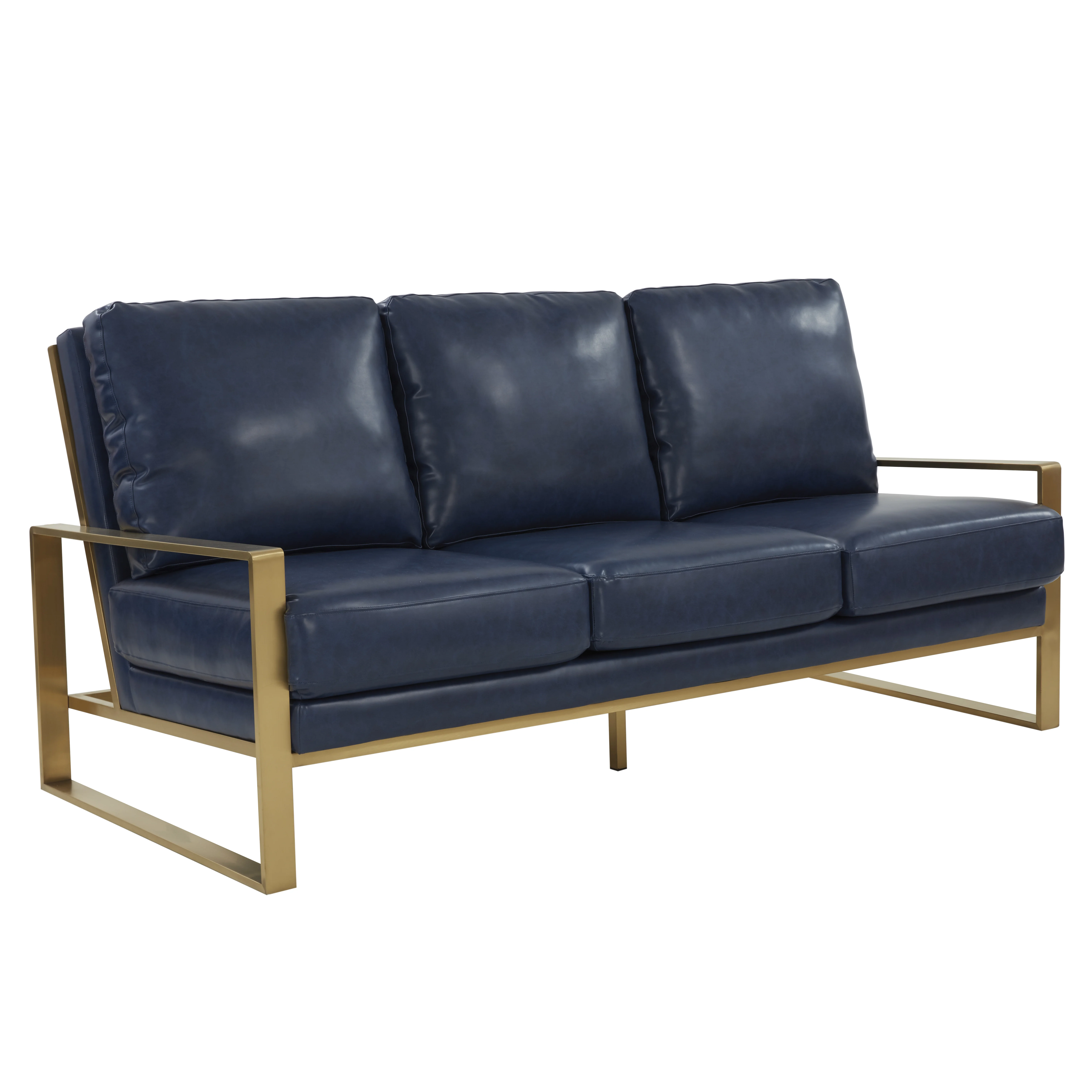 Jefferson Modern Design Leather Sofa With Gold Frame