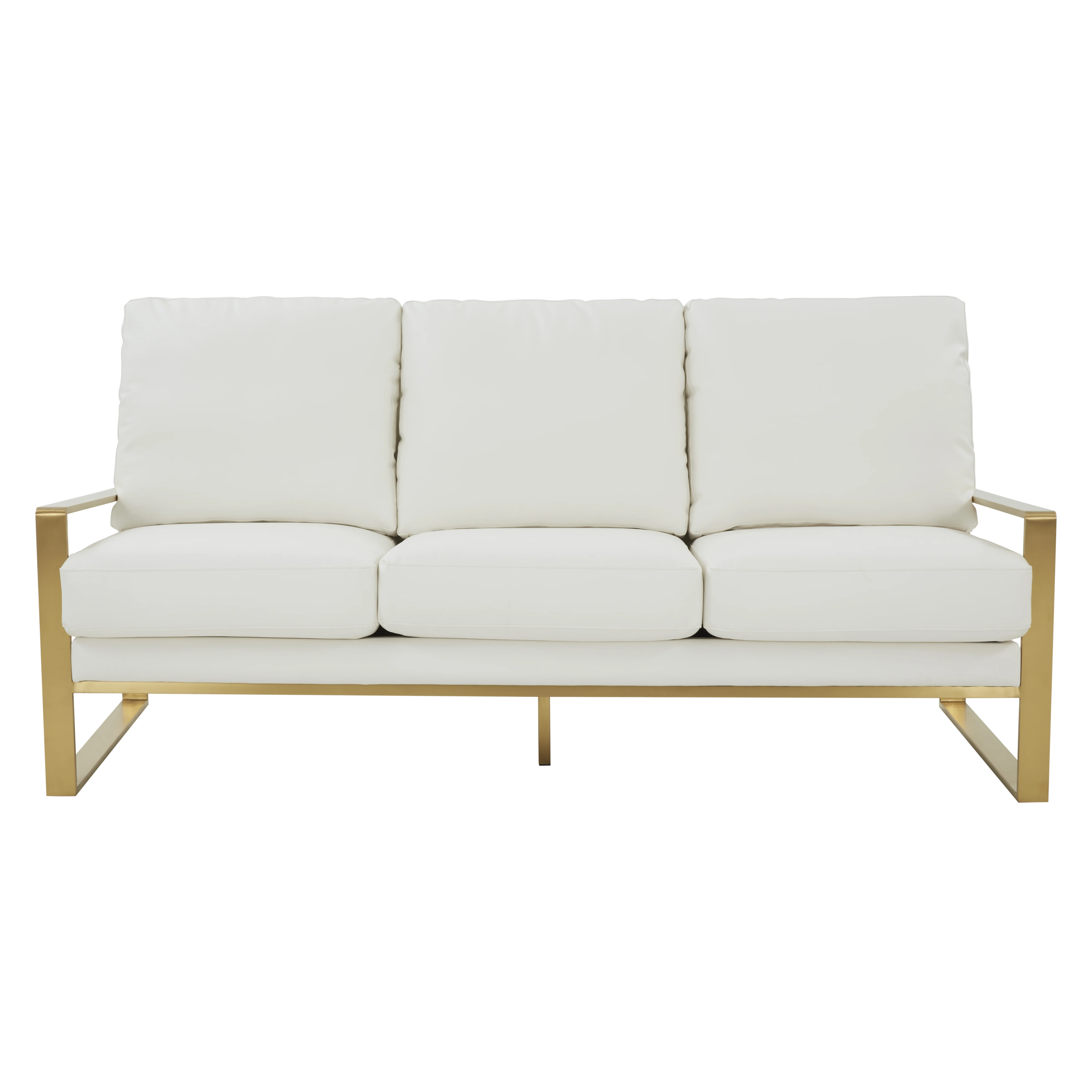Jefferson Modern Design Leather Sofa With Gold Frame