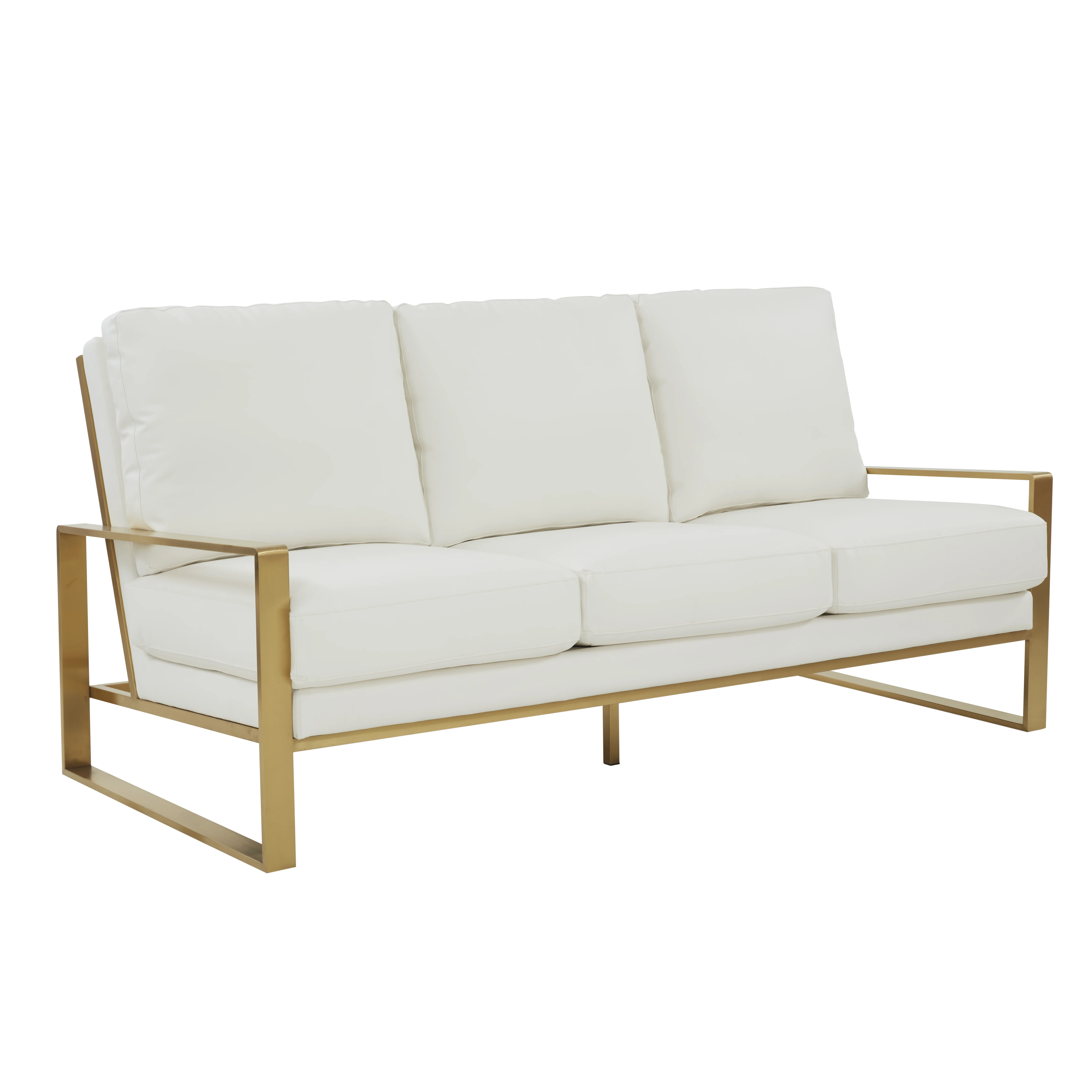 Jefferson Modern Design Leather Sofa With Gold Frame
