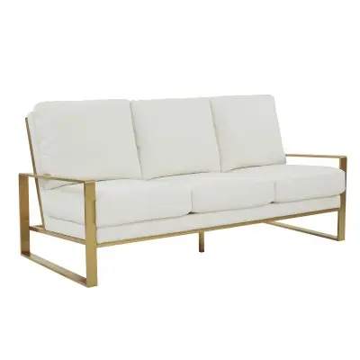 Jefferson Modern Design Leather Sofa With Gold Frame