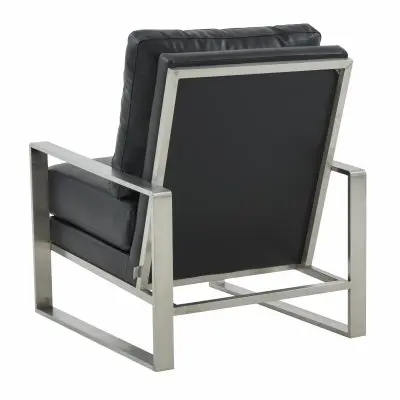 Jefferson Leather Modern Design Accent Armchair With Elegant Silver Frame