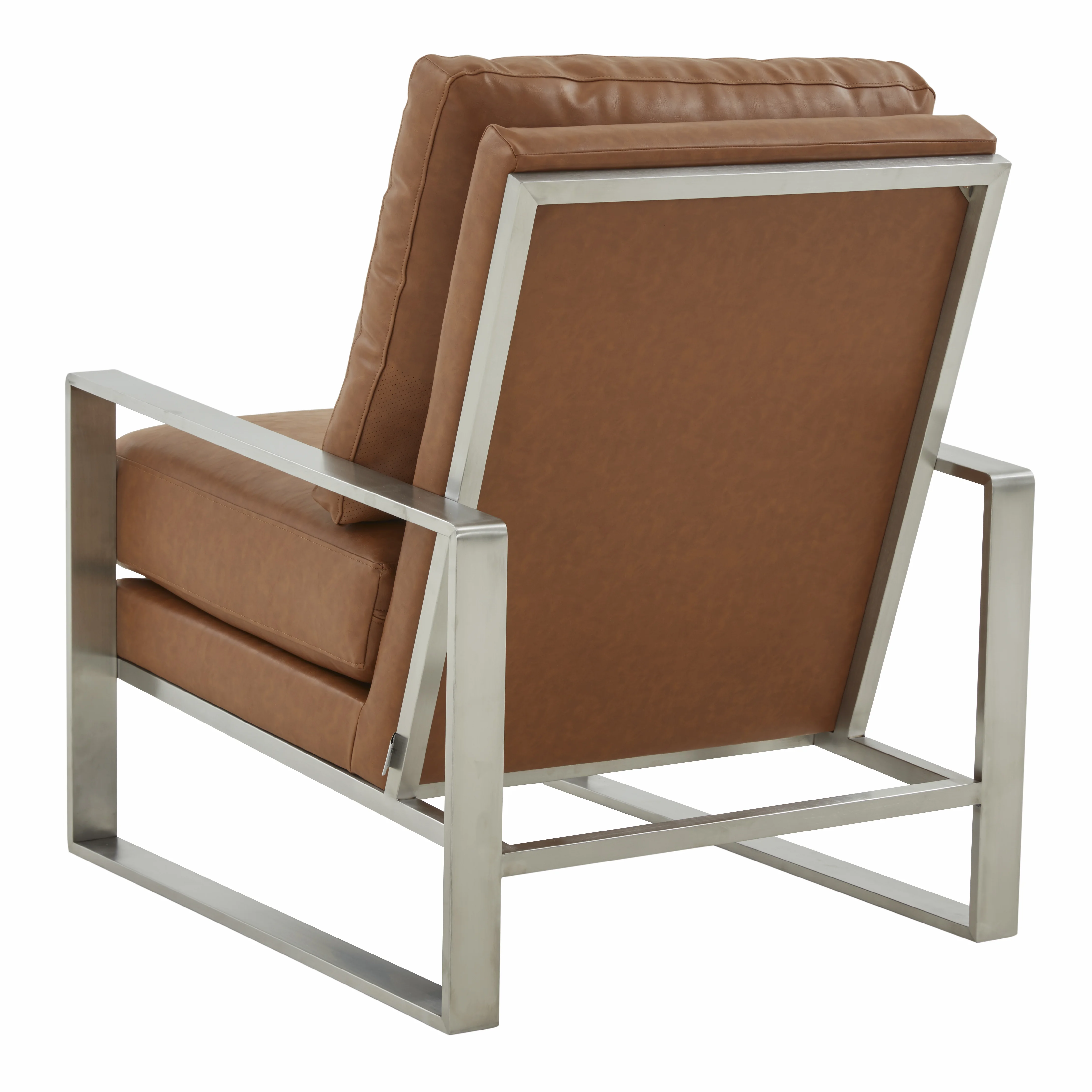 Jefferson Leather Modern Design Accent Armchair With Elegant Silver Frame