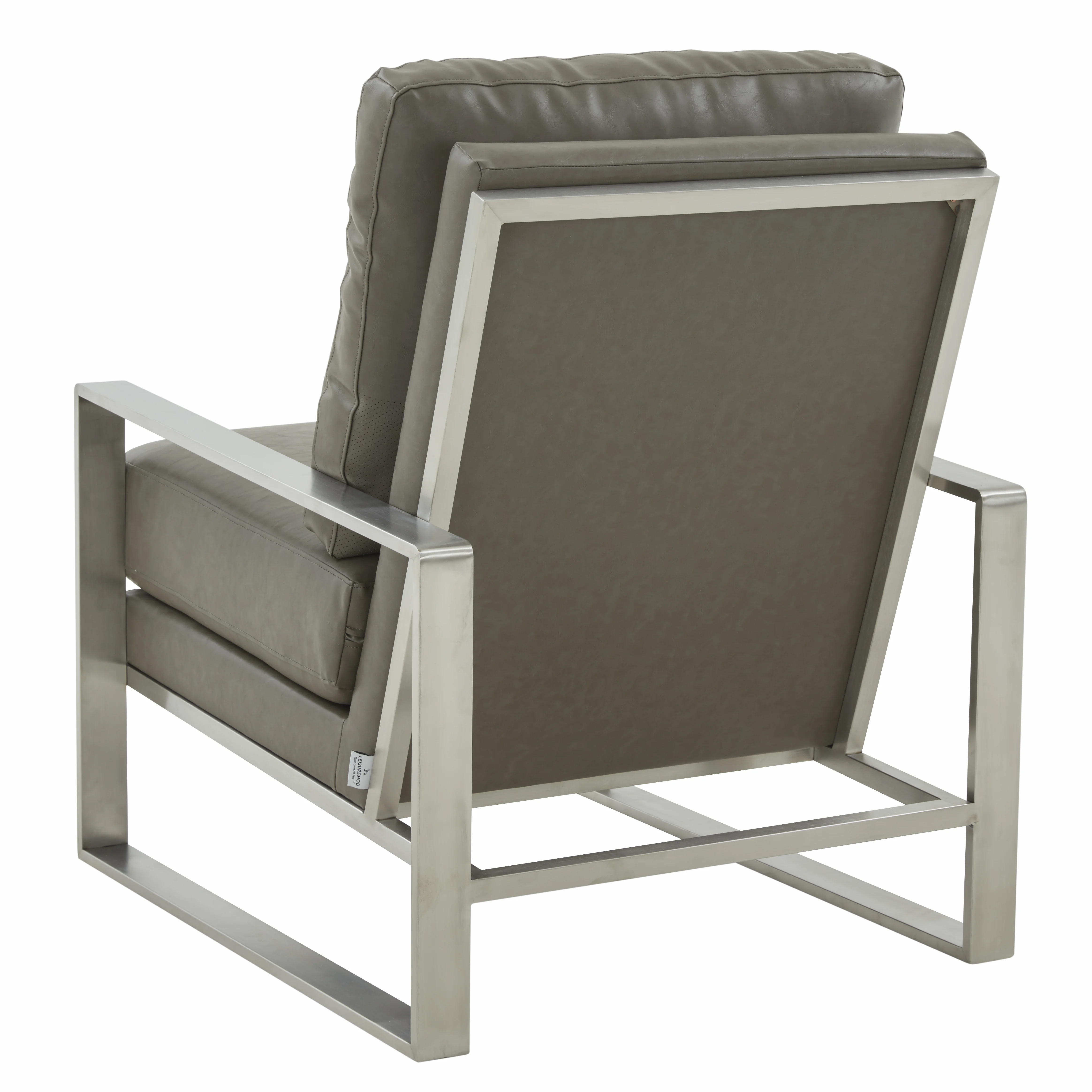 Jefferson Leather Modern Design Accent Armchair With Elegant Silver Frame