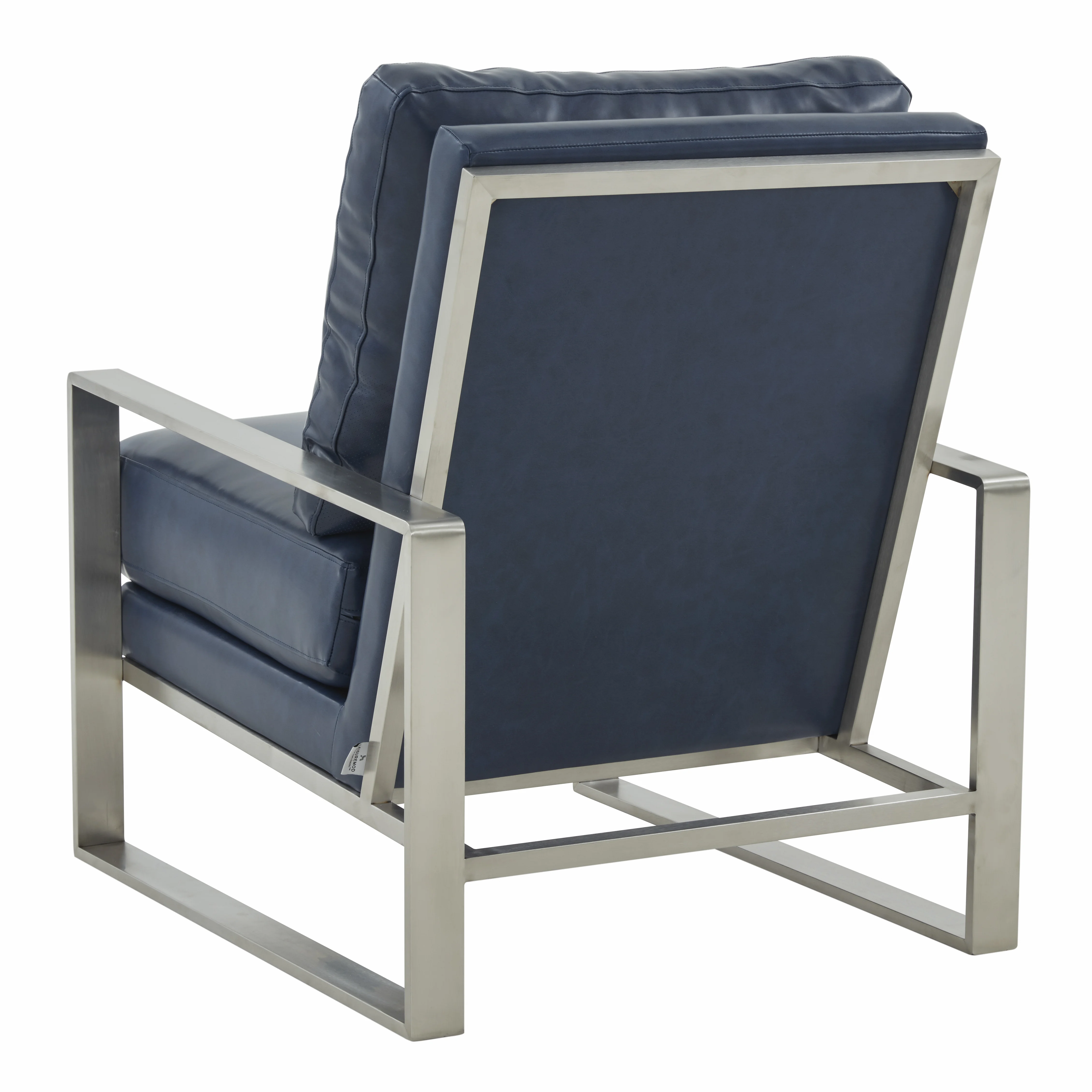 Jefferson Leather Modern Design Accent Armchair With Elegant Silver Frame