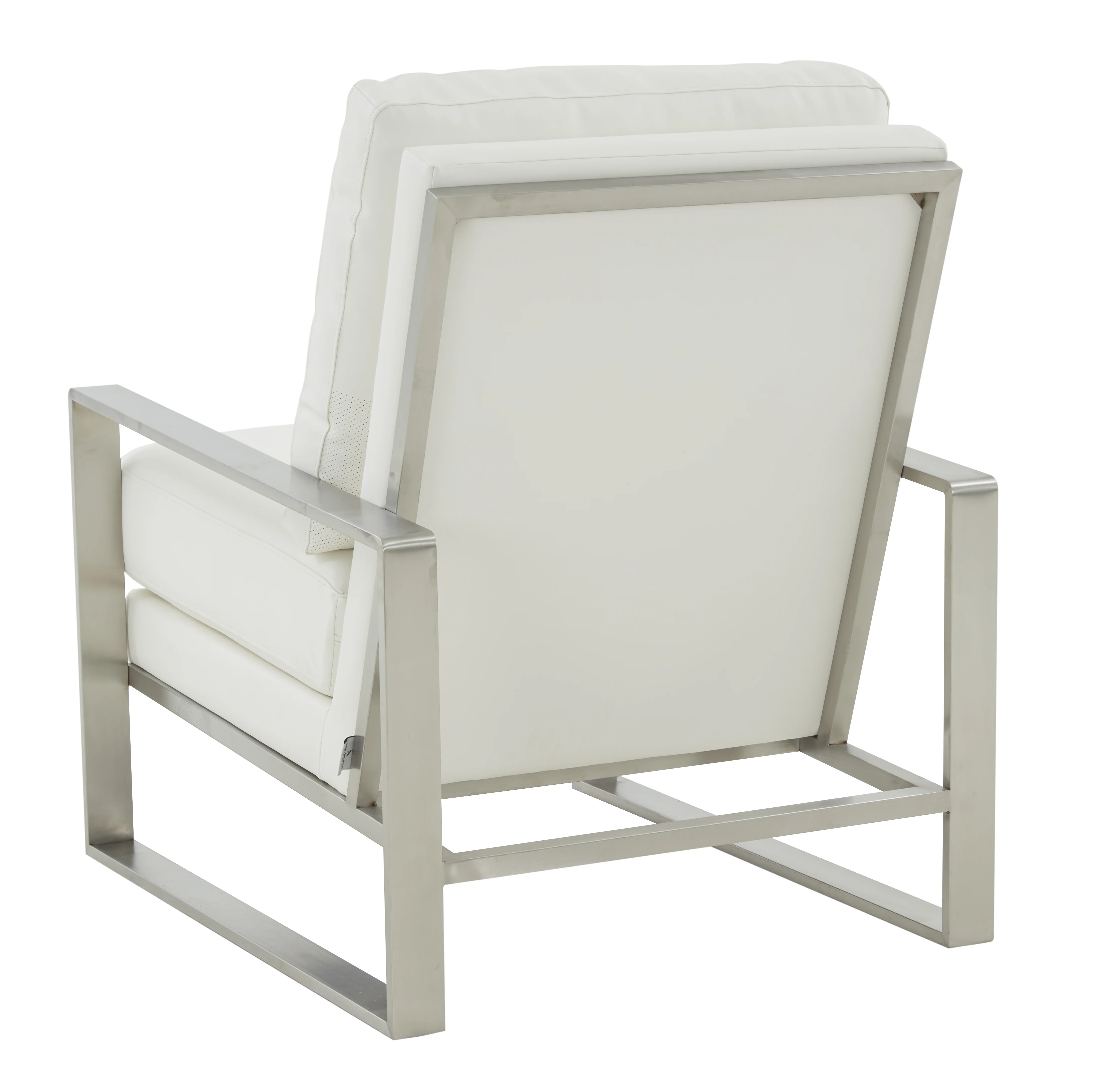 Jefferson Leather Modern Design Accent Armchair With Elegant Silver Frame