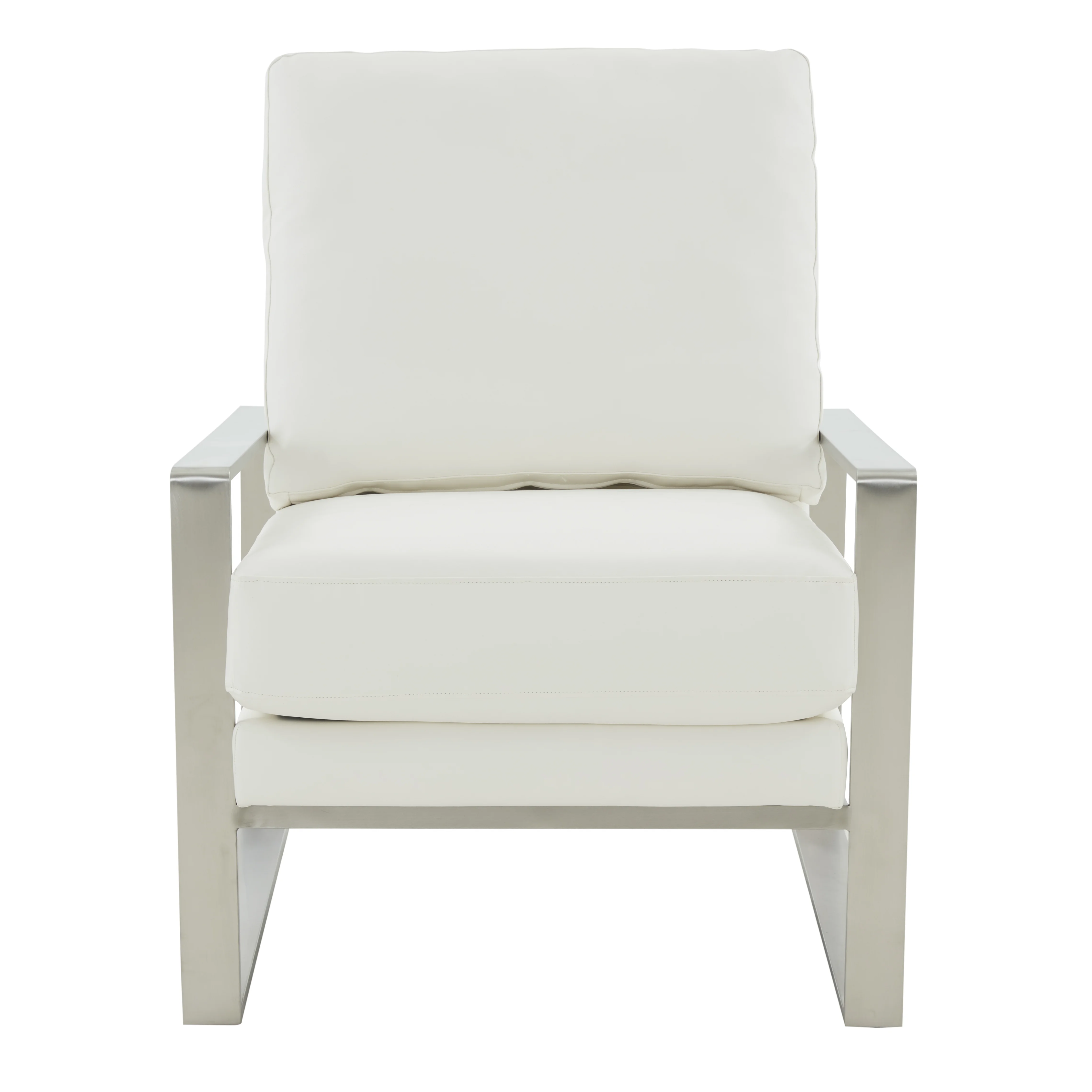 Jefferson Leather Modern Design Accent Armchair With Elegant Silver Frame