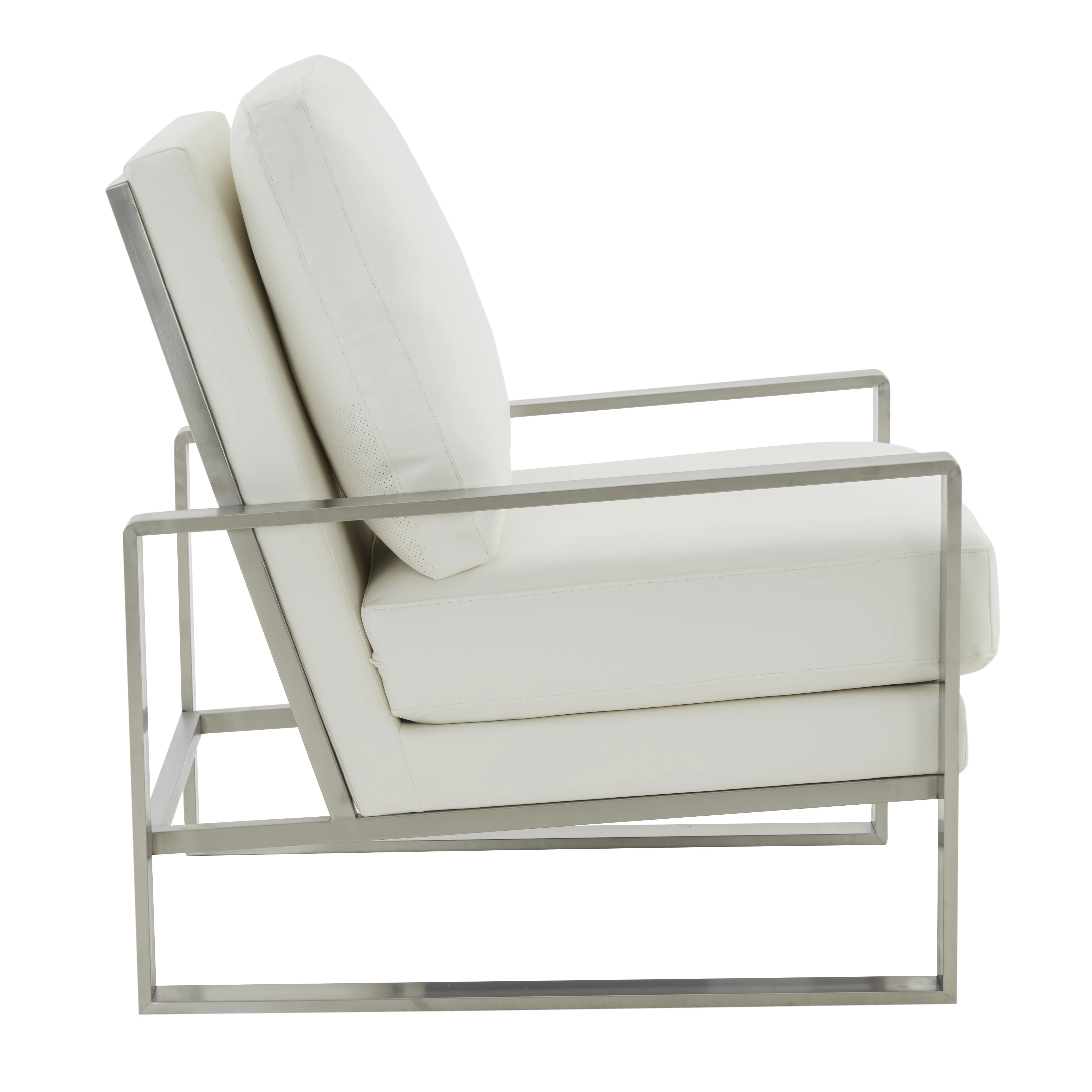 Jefferson Leather Modern Design Accent Armchair With Elegant Silver Frame