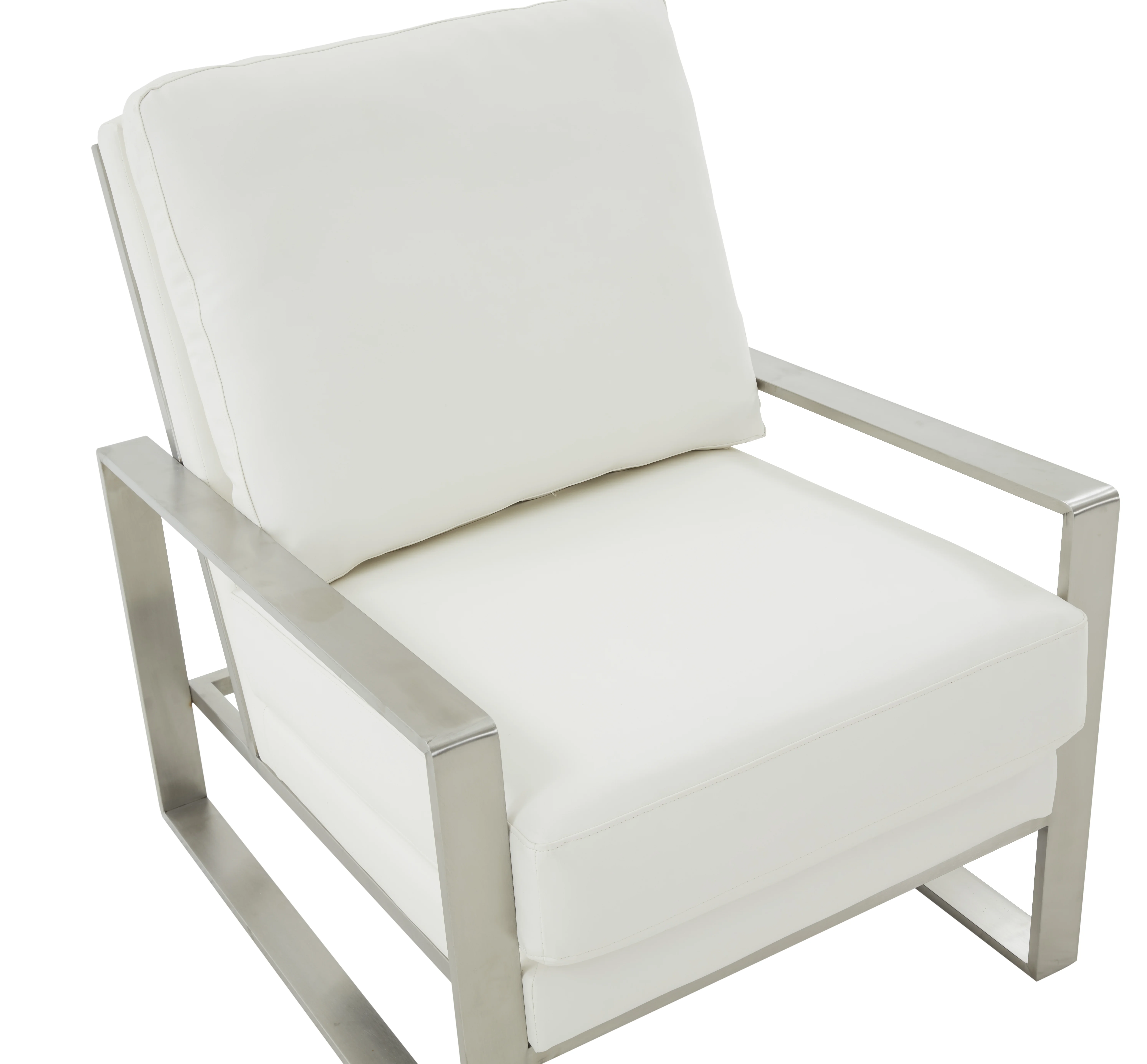 Jefferson Leather Modern Design Accent Armchair With Elegant Silver Frame