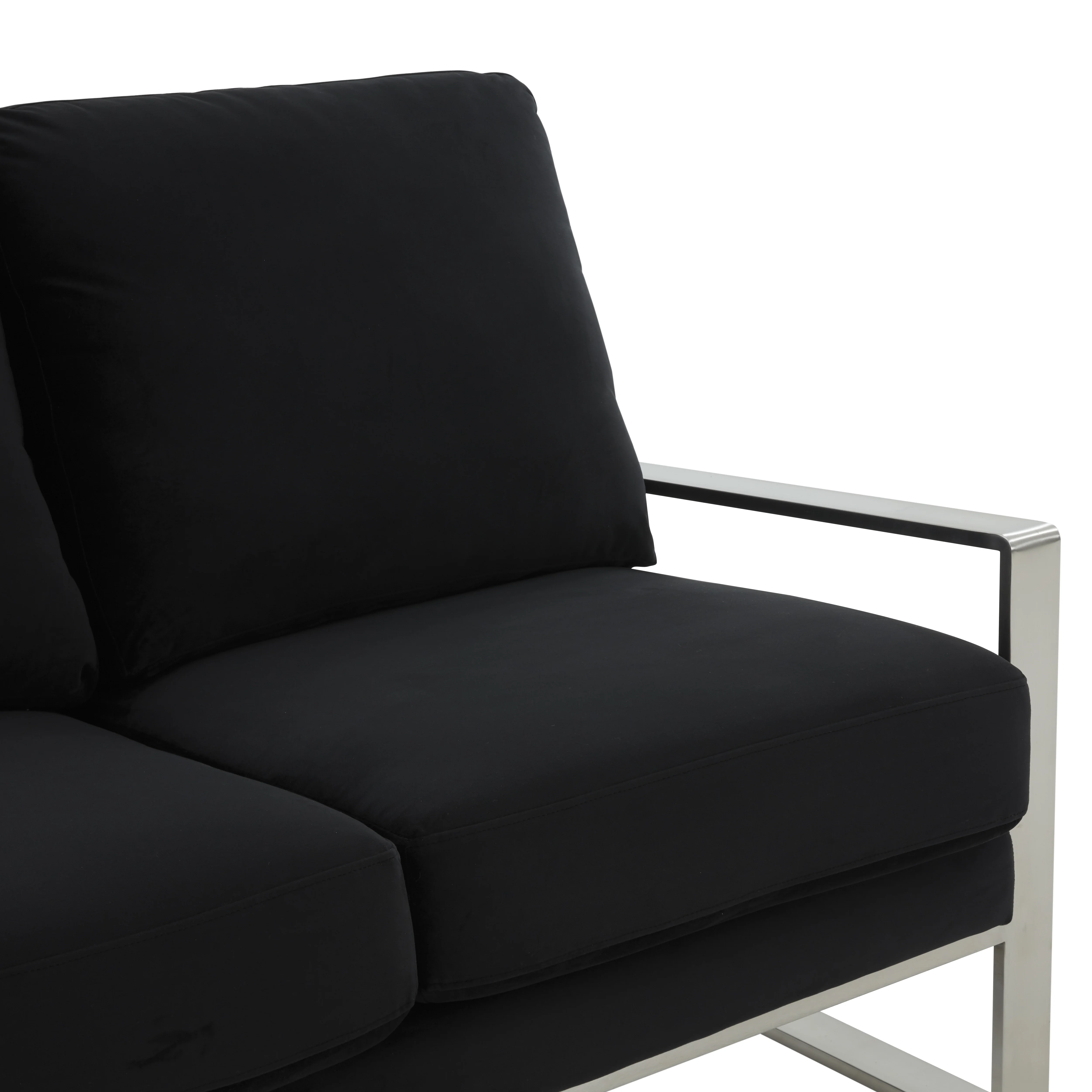 Jefferson Contemporary Modern Velvet Loveseat With Silver Frame