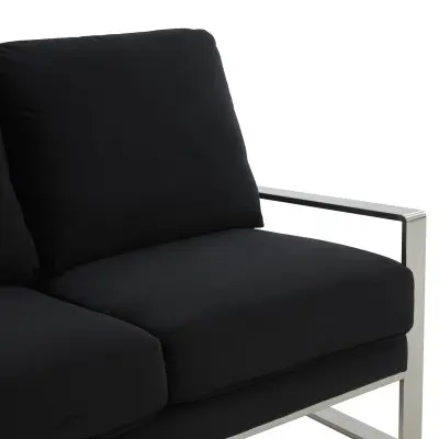 Jefferson Contemporary Modern Velvet Loveseat With Silver Frame