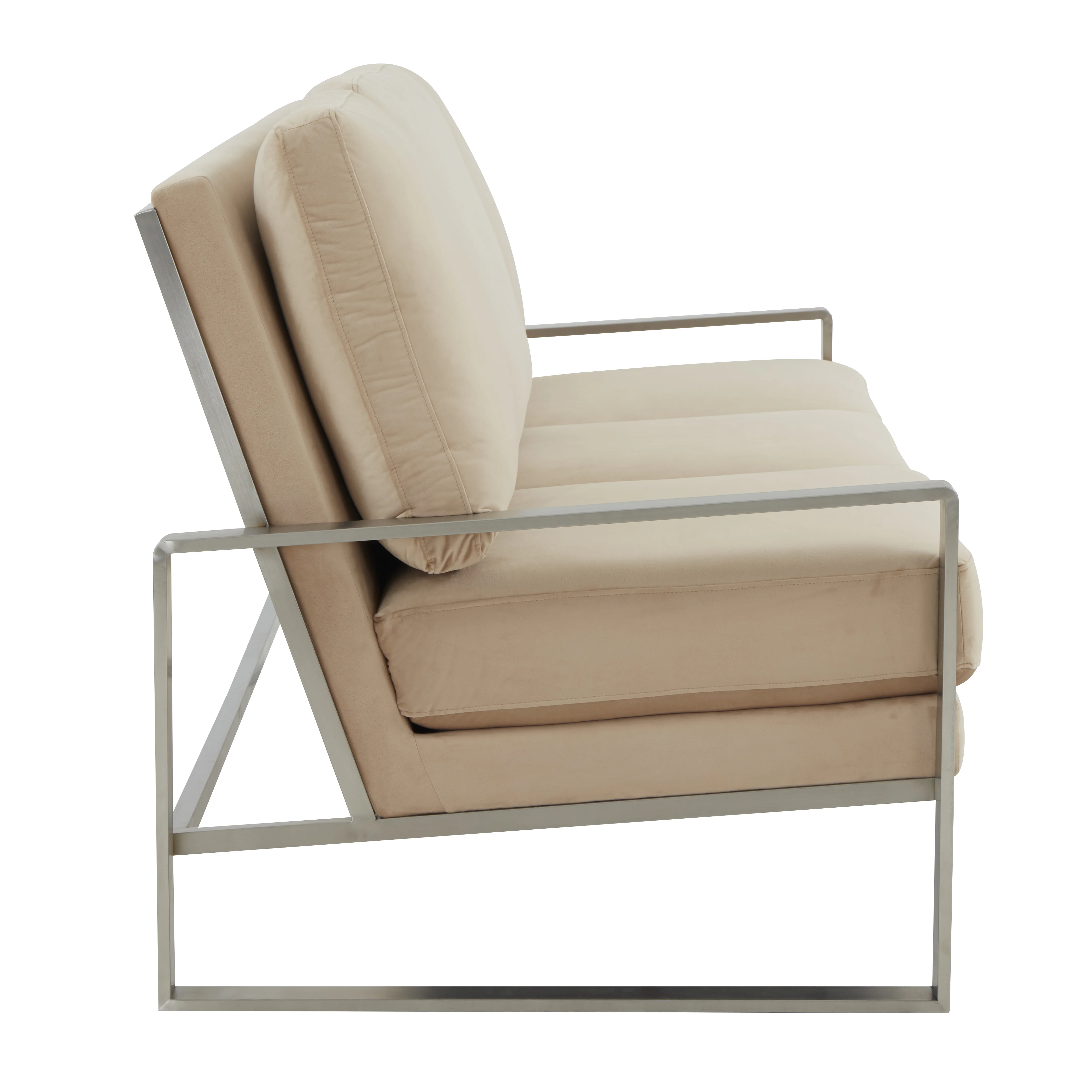 Jefferson Contemporary Modern Design Velvet Sofa With Silver Frame