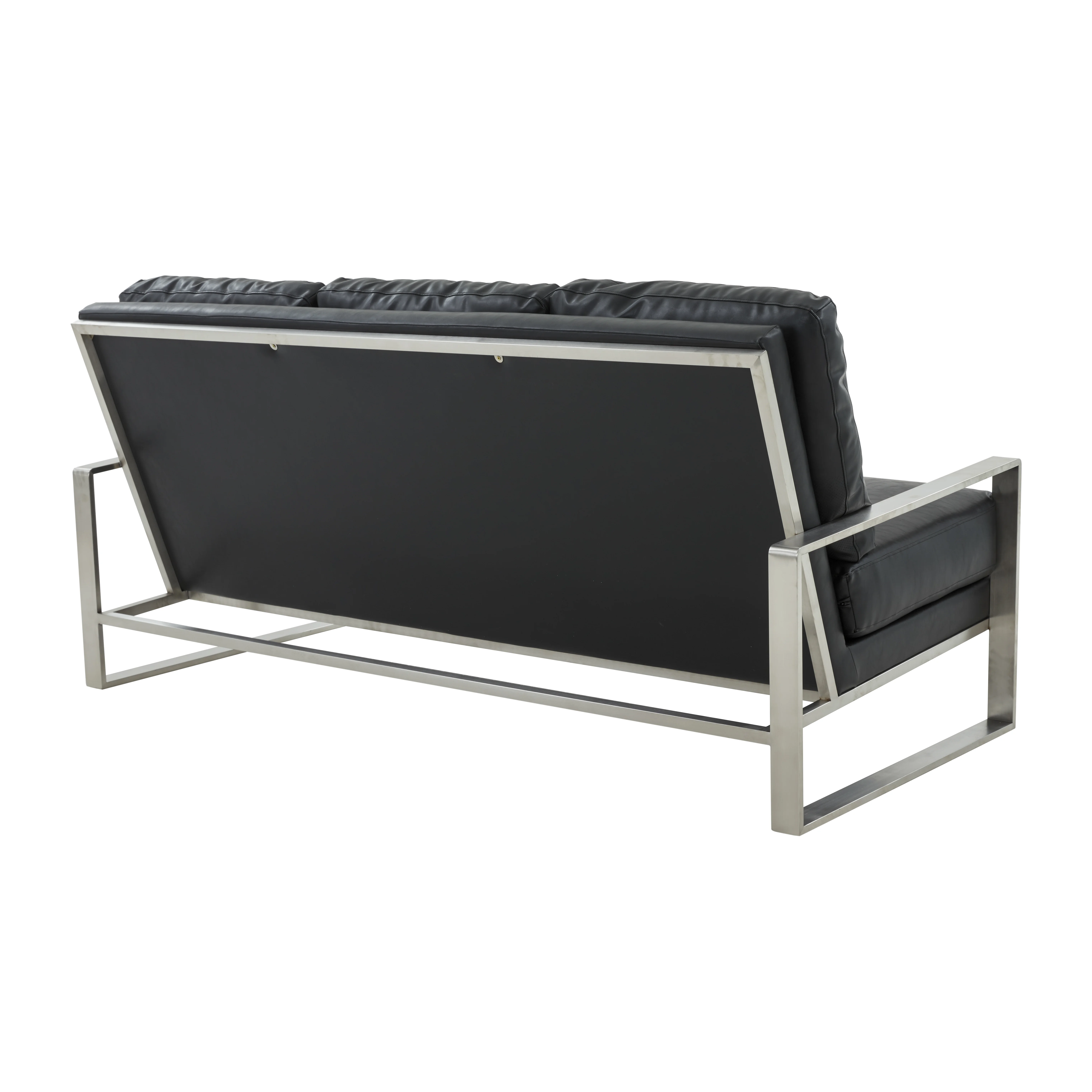 Jefferson Contemporary Modern Design Leather Sofa With Silver Frame