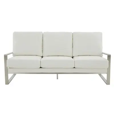 Jefferson Contemporary Modern Design Leather Sofa With Silver Frame