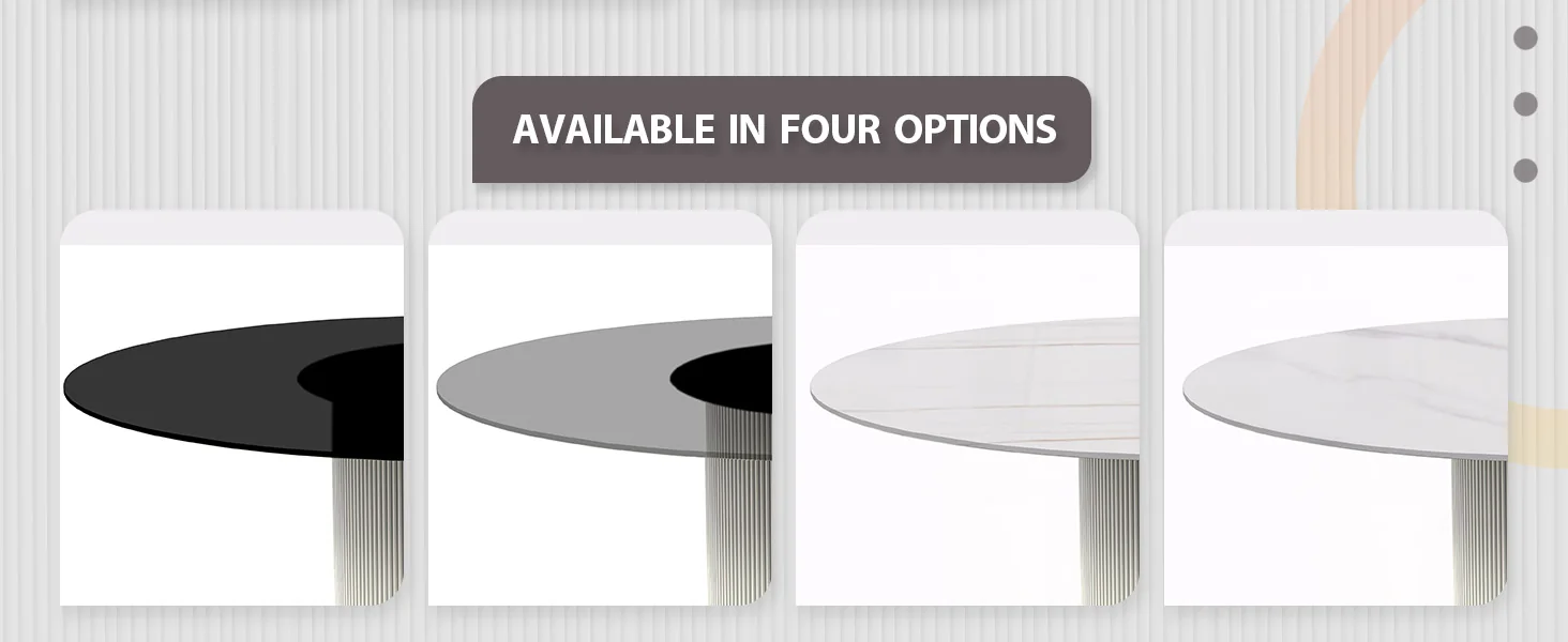 Jexis Series Round Dining Table White\Gold Base with 60 Round Clear Glass Top