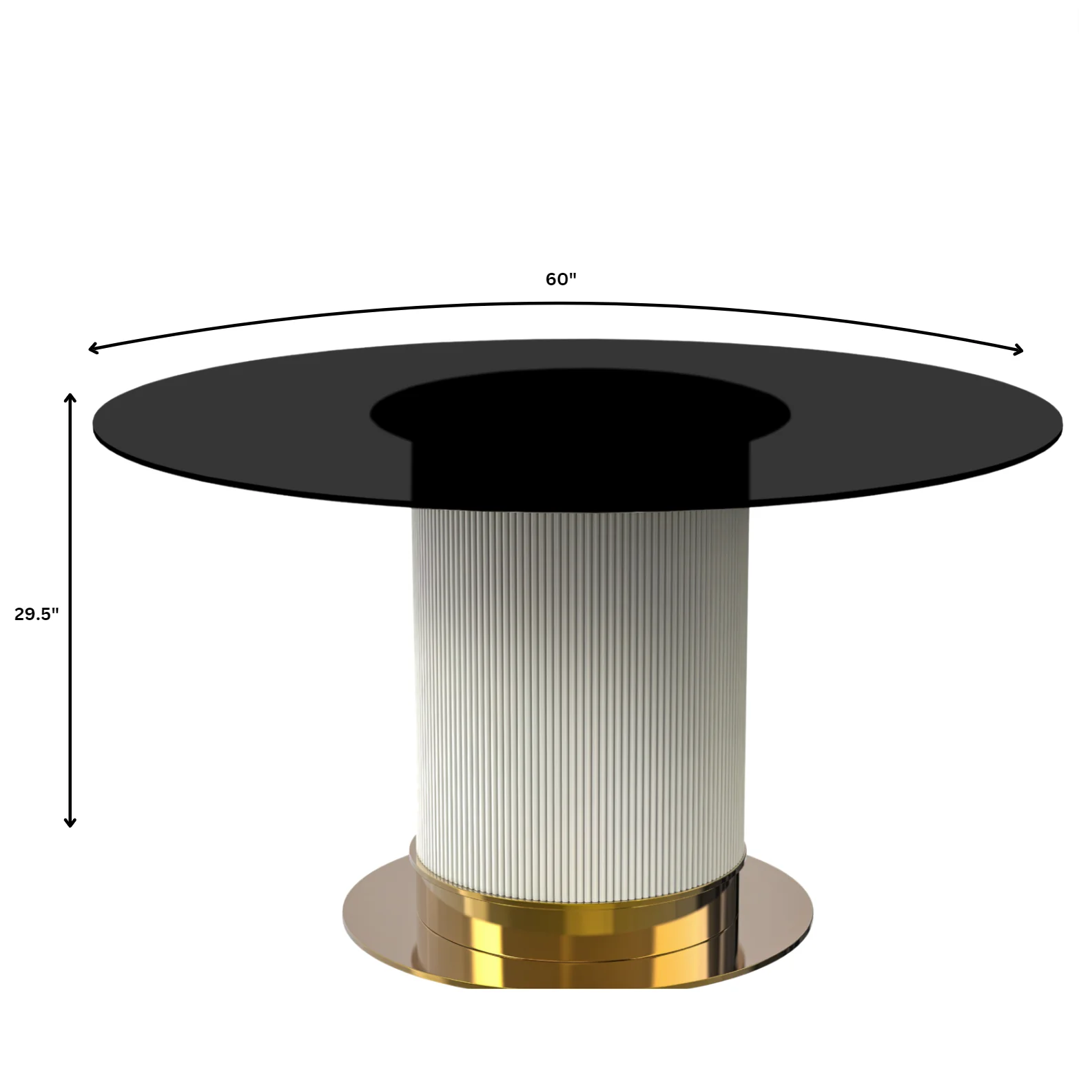 Jexis Series Round Dining Ta...Gold Base with 71" Round BLack Glass Top