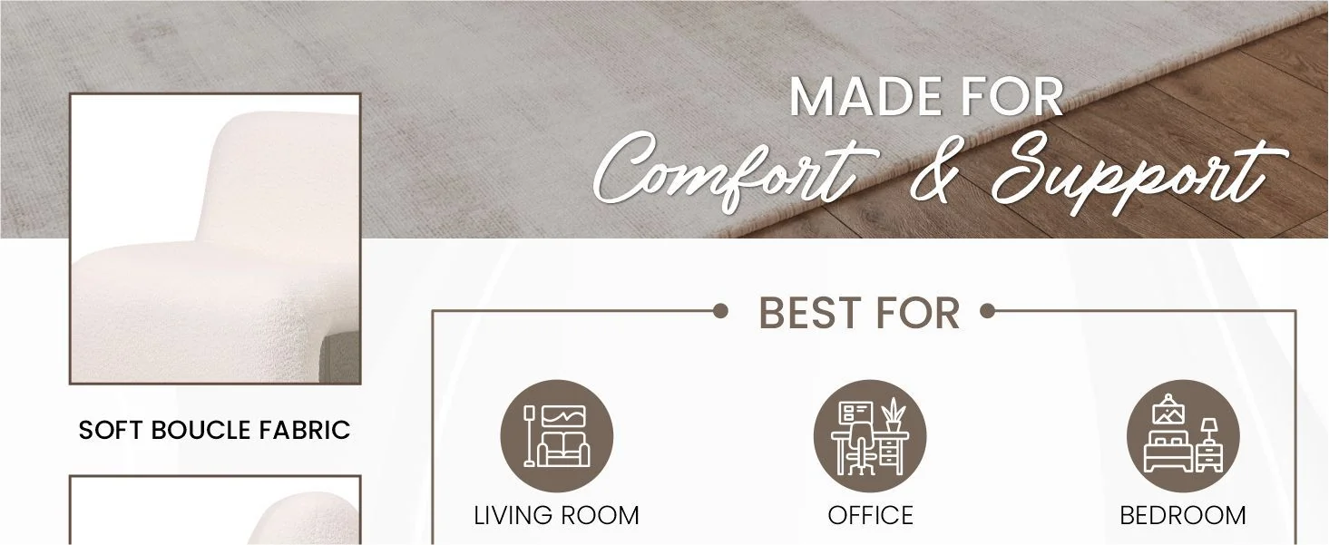 Klyx Collection Modern Accent Chair in White Boucle