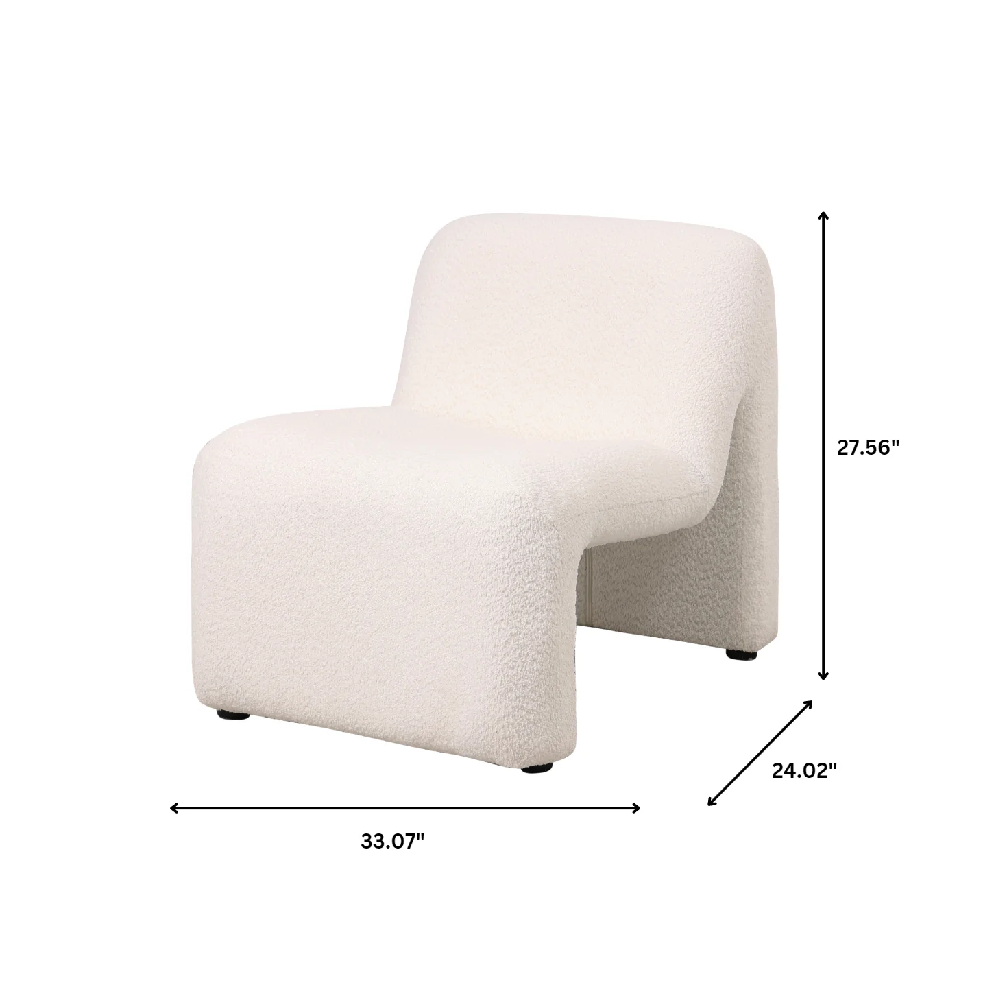 Klyx Collection Modern Accent Chair in White Boucle