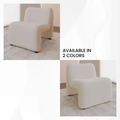 Klyx Collection Modern Accent Chair in White Boucle