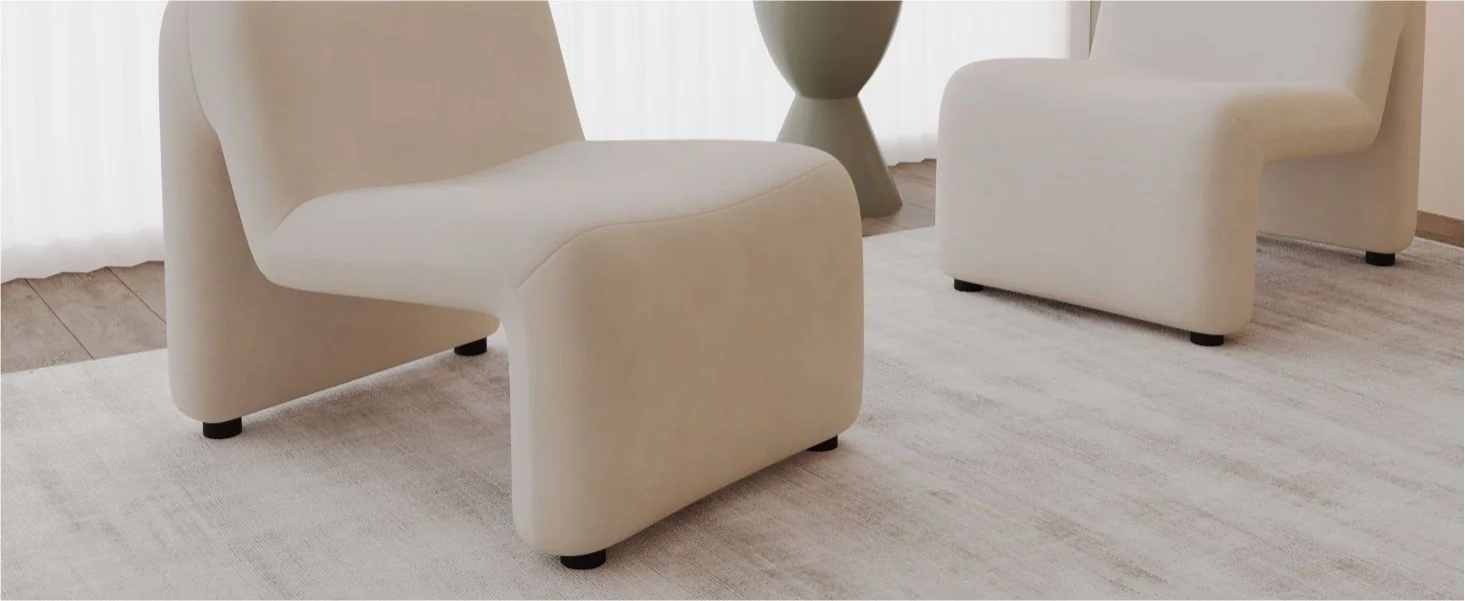 Klyx Collection Modern Accent Chair in Beige Velvet