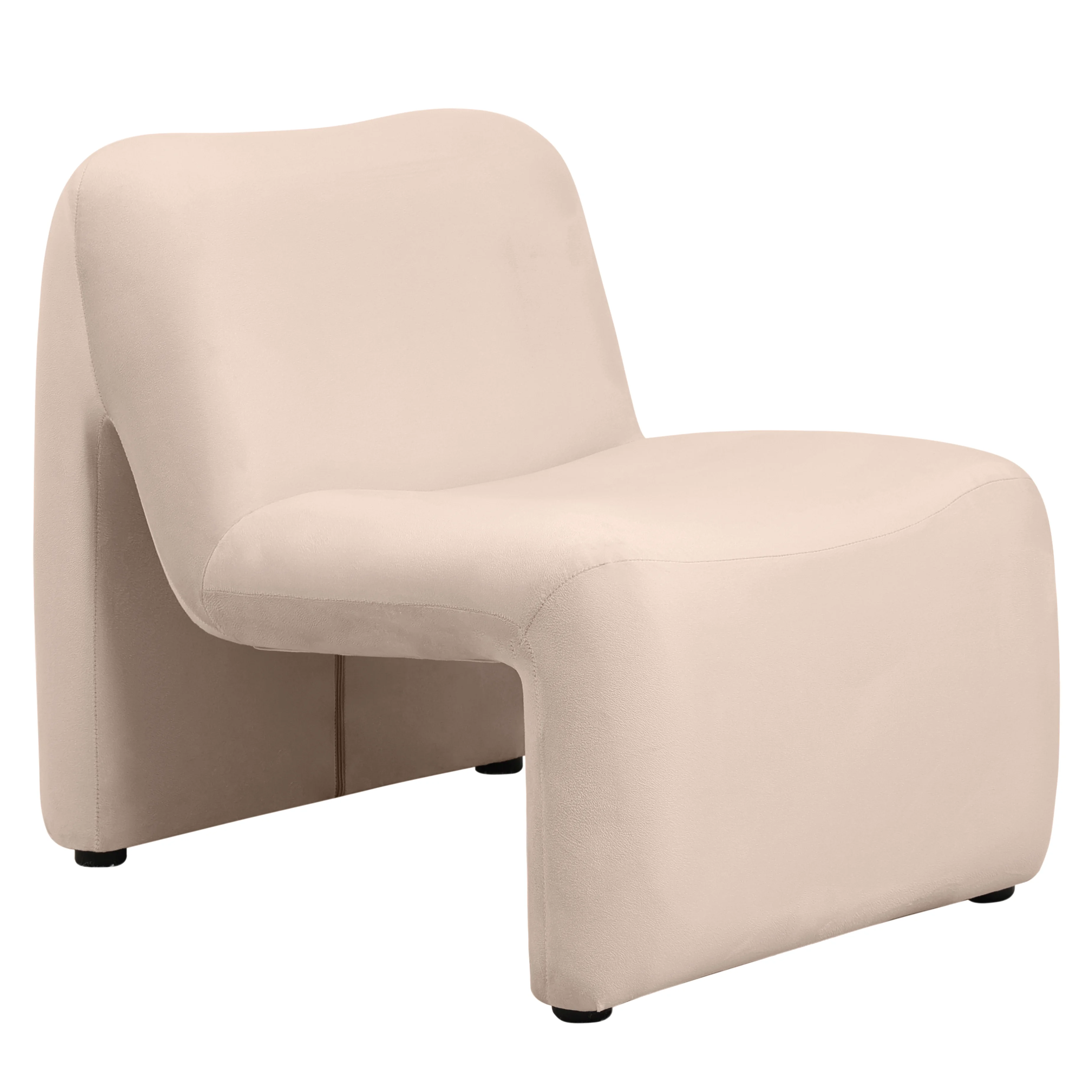 Klyx Collection Modern Accent Chair in Beige Velvet