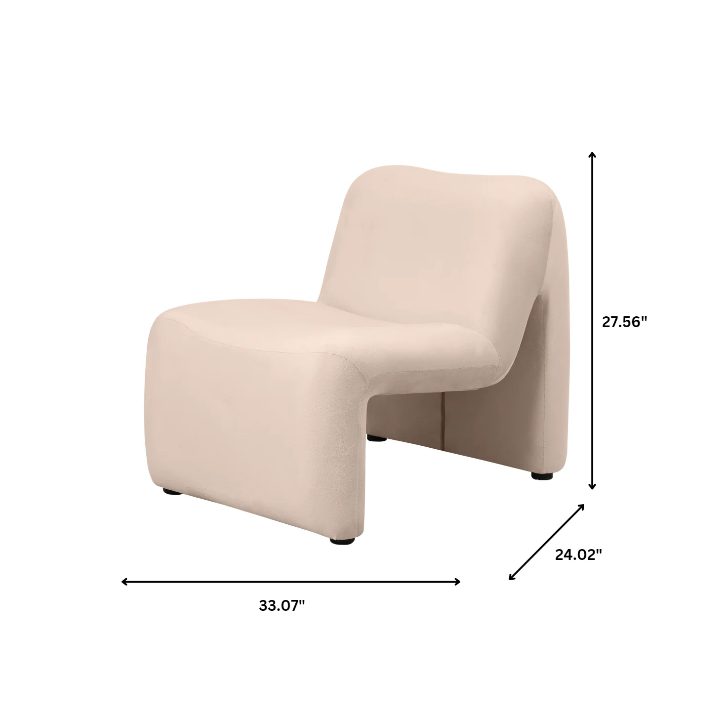 Klyx Collection Modern Accent Chair in Beige Velvet