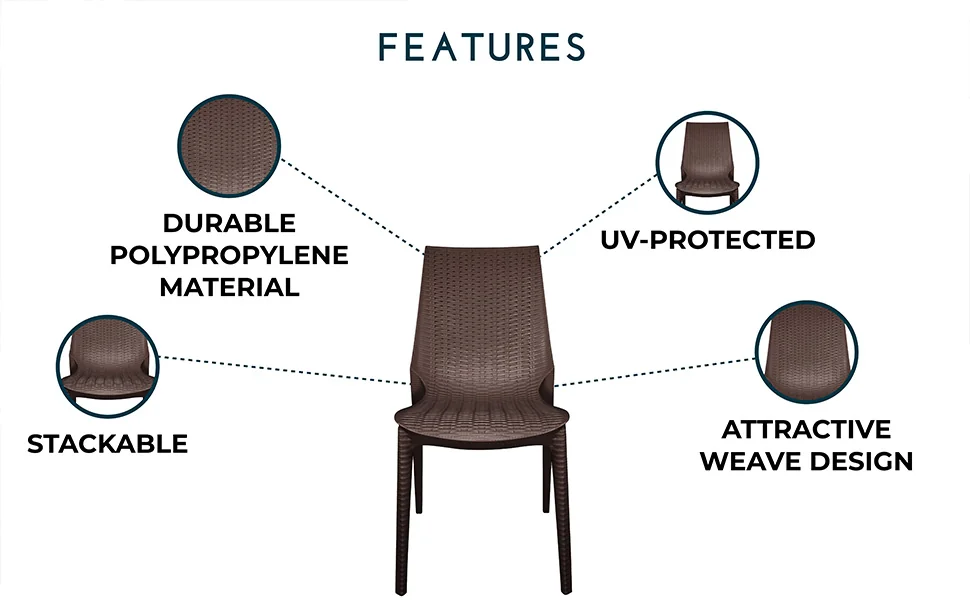 Kent Outdoor Patio Plastic Dining Chair, Set of 2