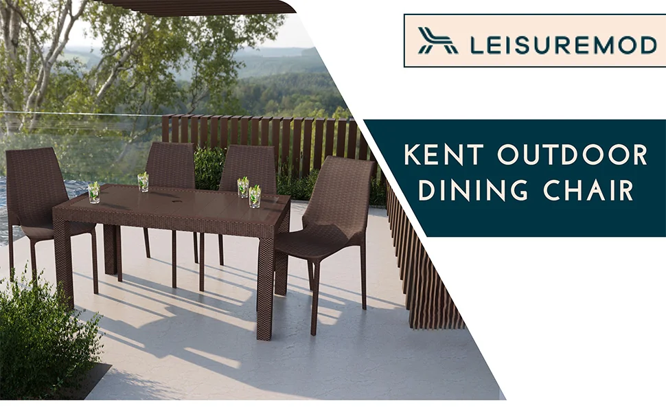 Kent Outdoor Patio Plastic Dining Chair, Set of 4