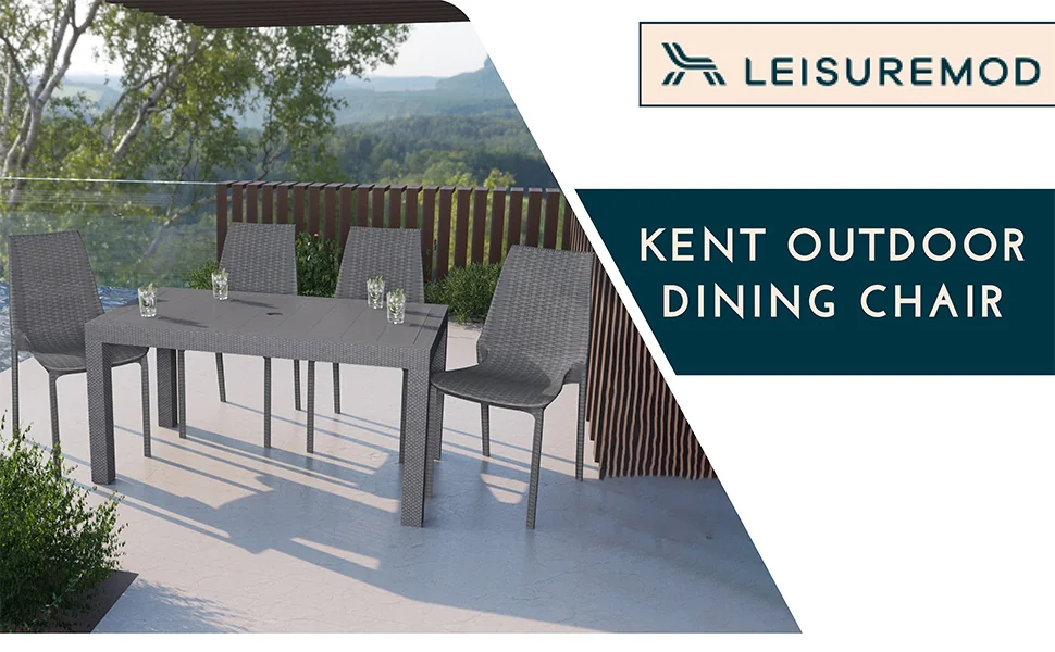 Kent Outdoor Patio Plastic Dining Chair, Set of 4