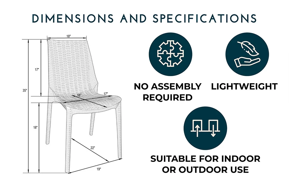 Kent Outdoor Patio Plastic Dining Chair