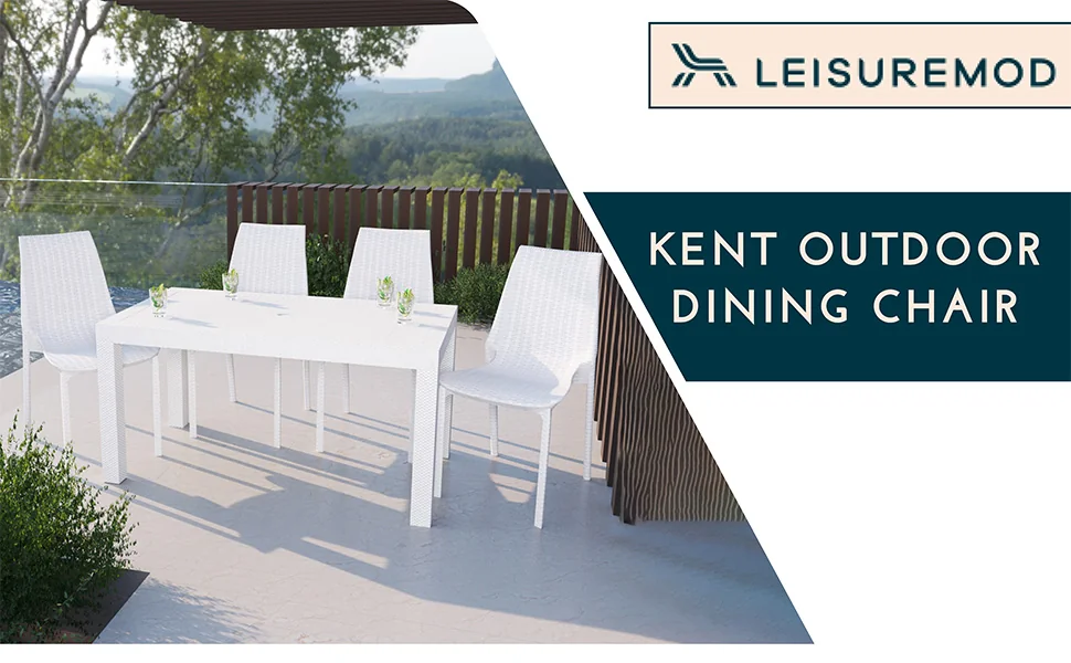 Kent Outdoor Patio Plastic Dining Chair, Set of 4