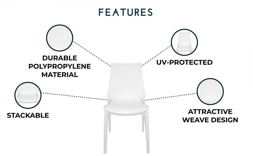 Kent Outdoor Patio Plastic Dining Chair, Set of 4