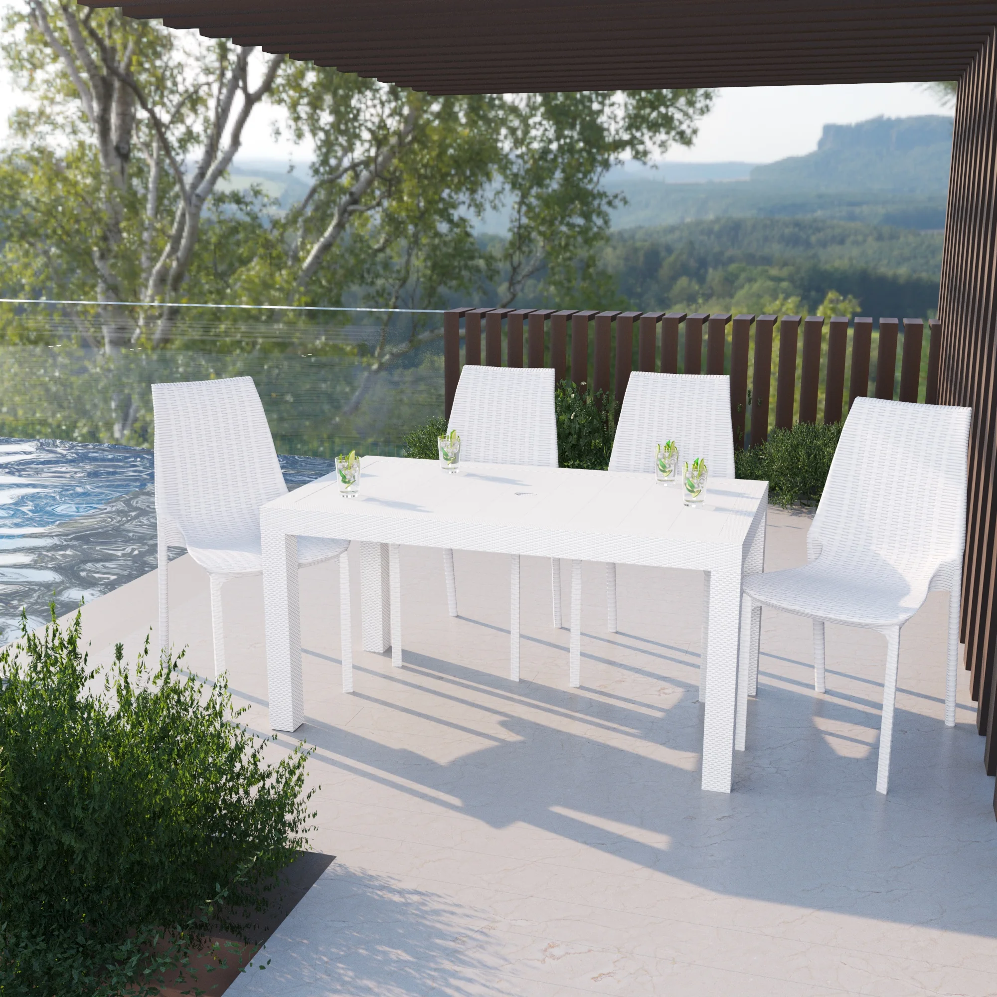 Kent Outdoor Patio Plastic Dining Chair, Set of 4