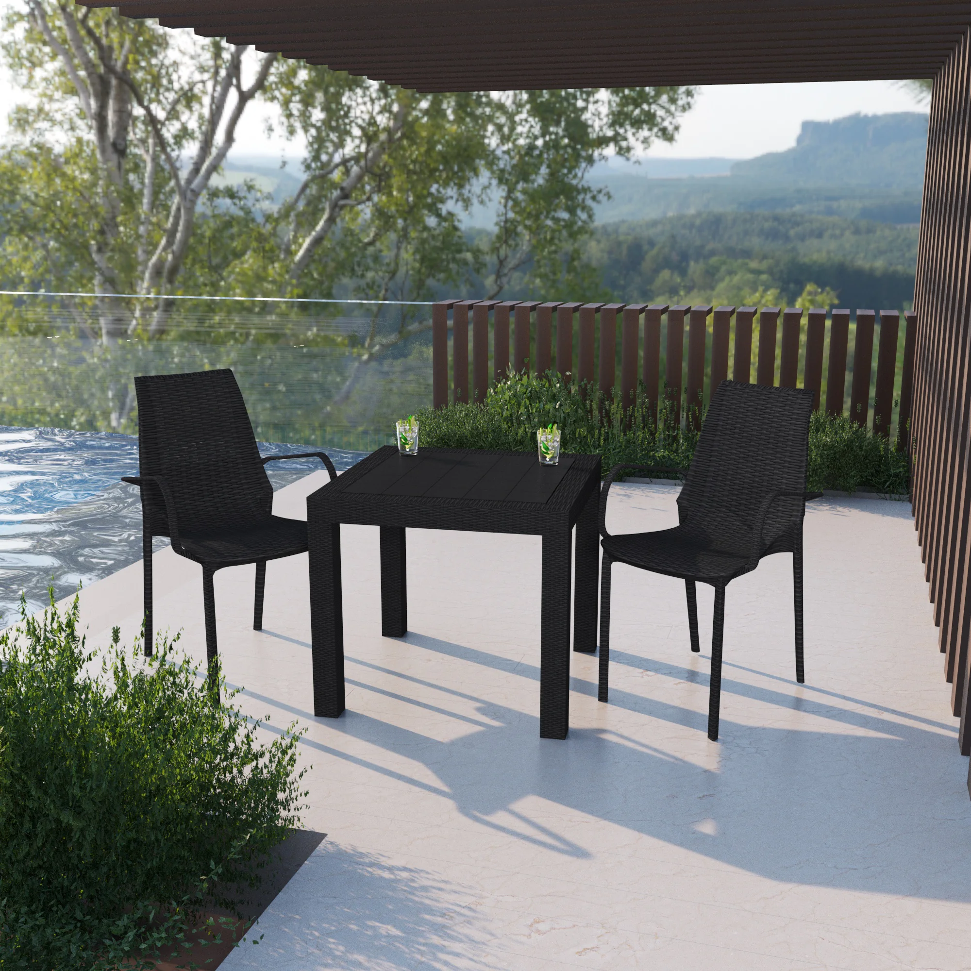 Kent Outdoor Patio Plastic Dining Arm Chair, Set of 2