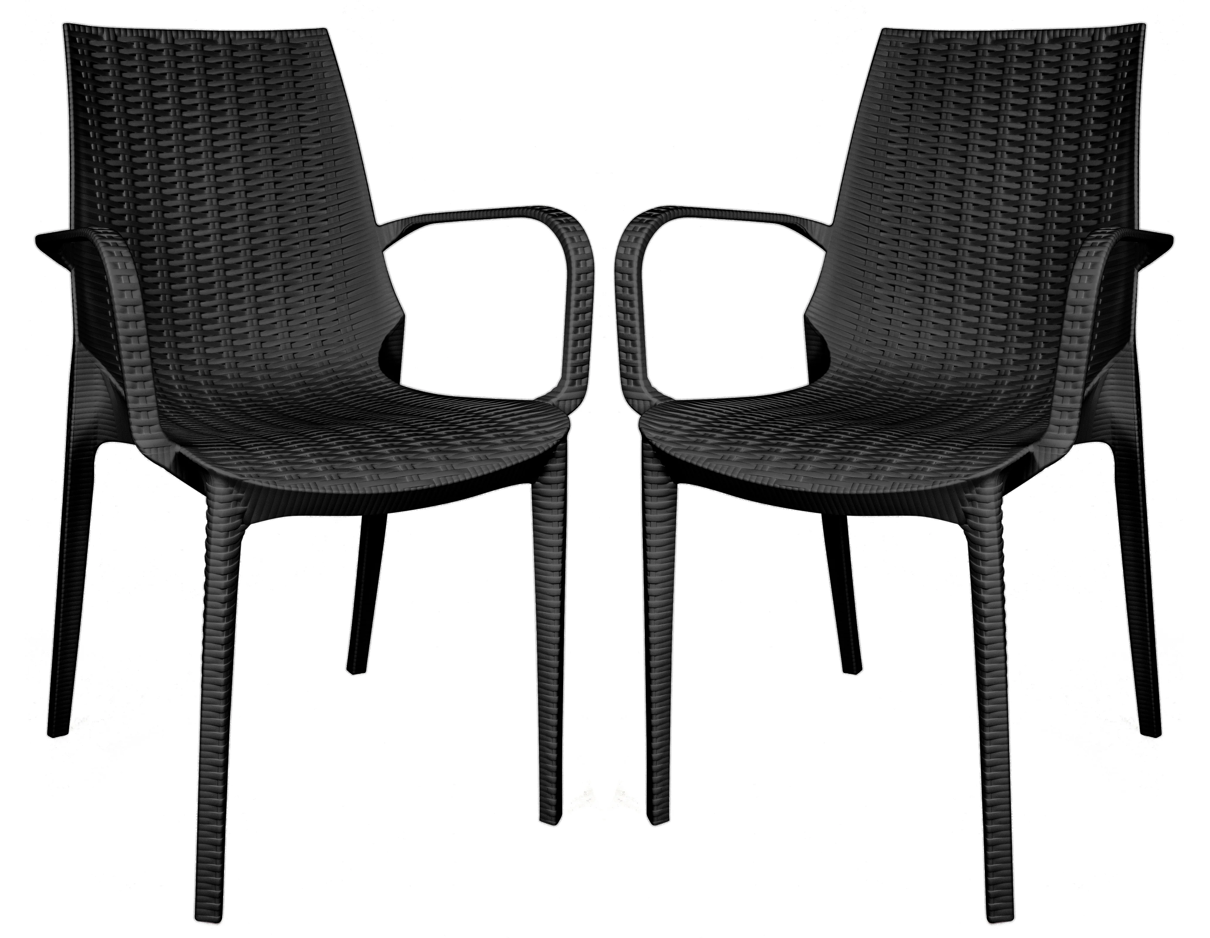 Kent Outdoor Patio Plastic Dining Arm Chair, Set of 2