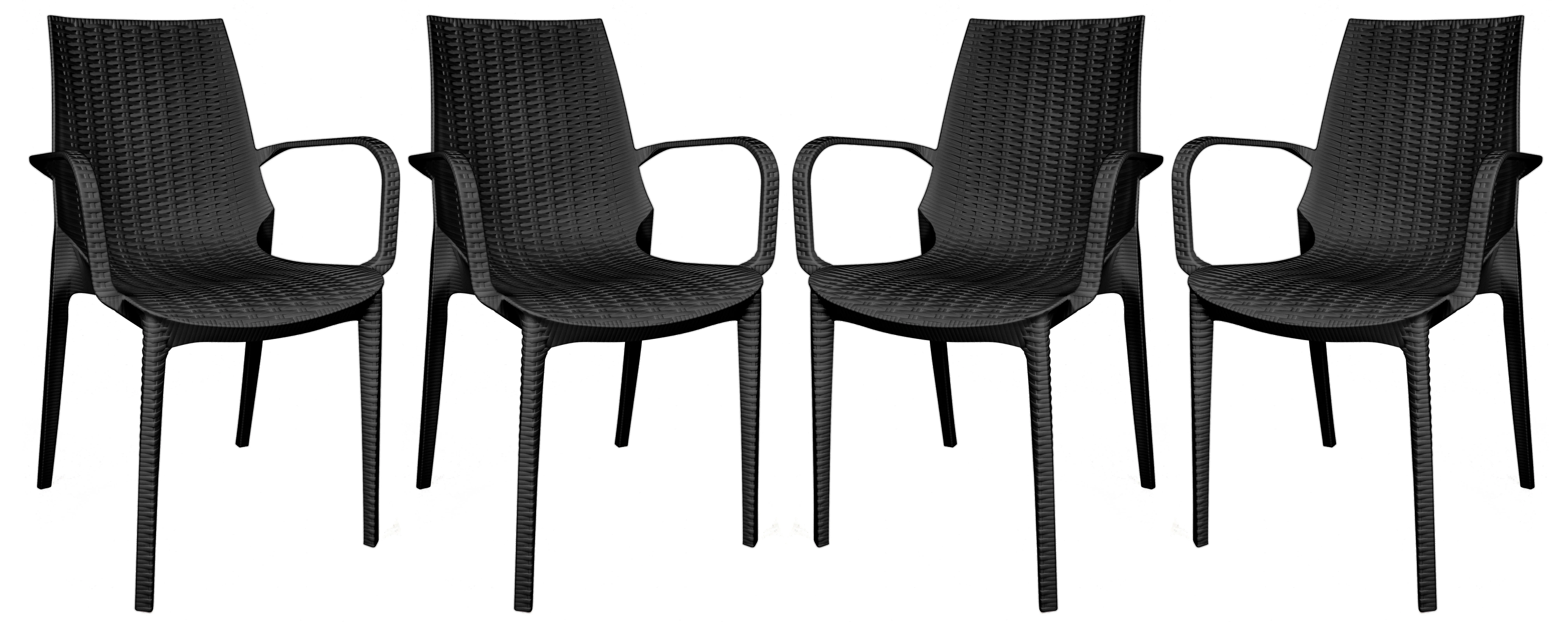 Kent Outdoor Patio Plastic Dining Arm Chair, Set of 4