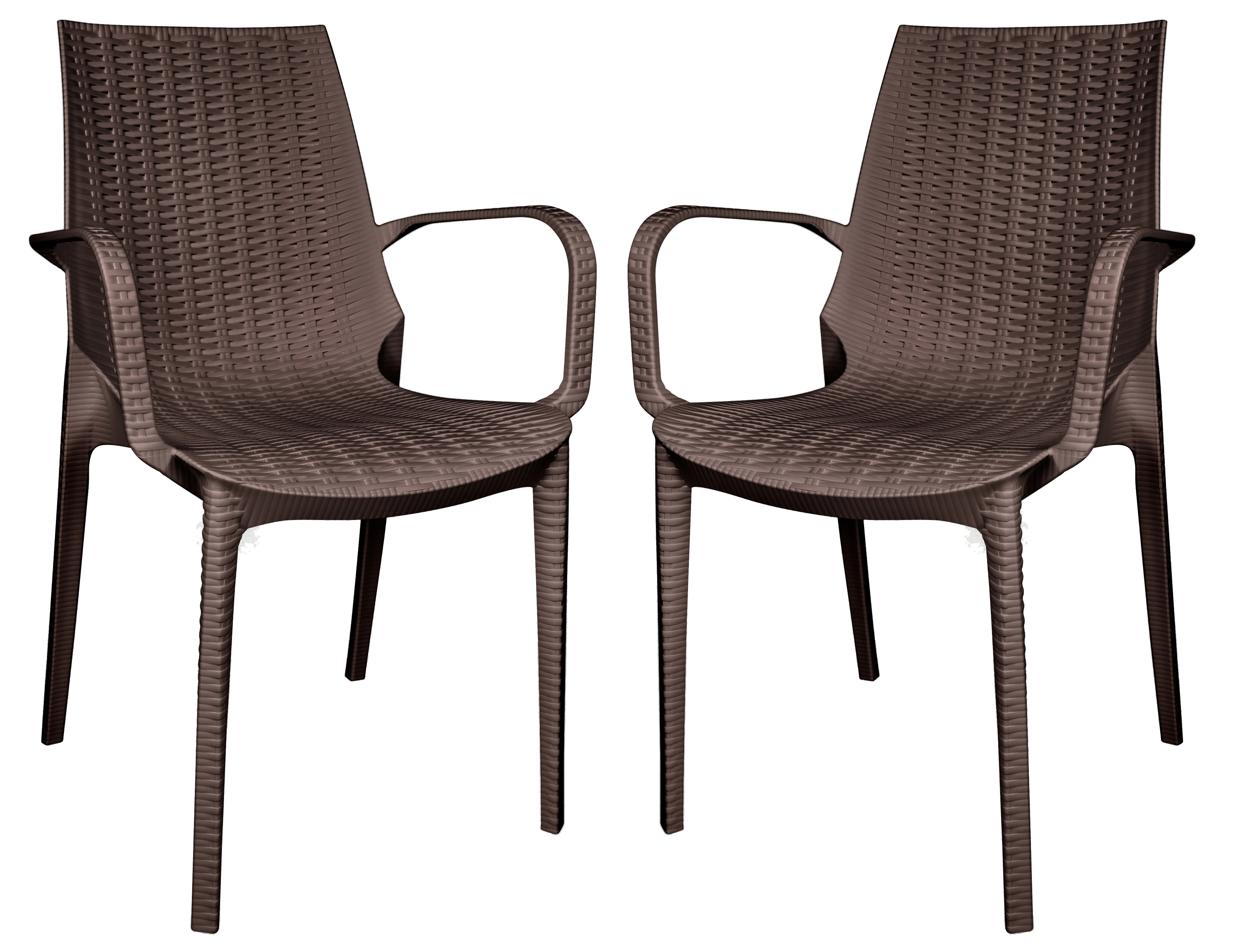 Kent Outdoor Patio Plastic Dining Arm Chair, Set of 2