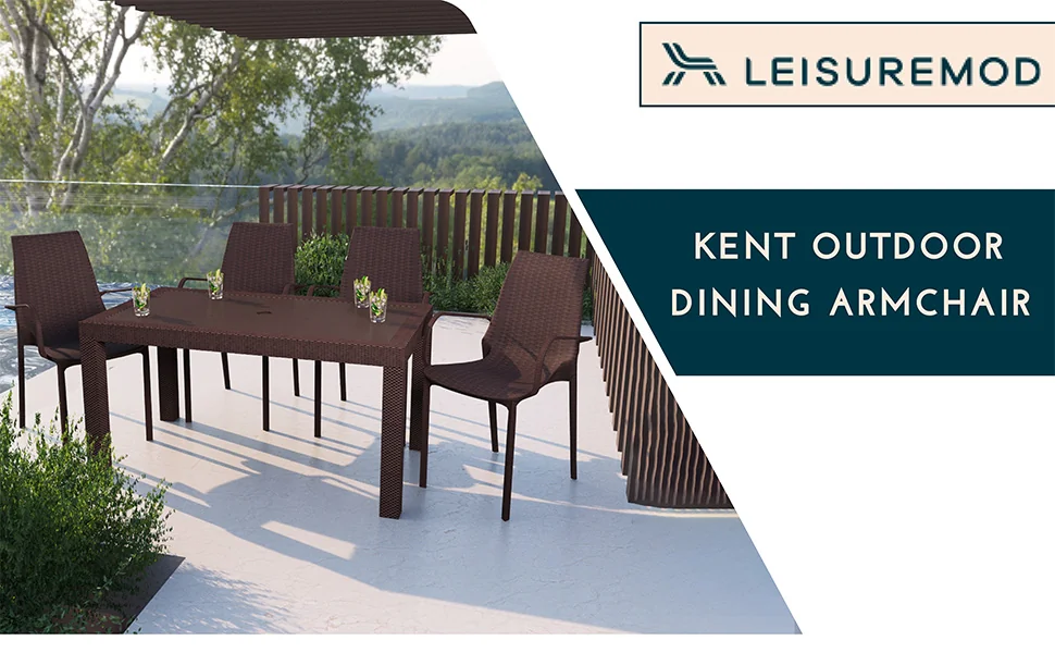 Kent Outdoor Patio Plastic Dining Arm Chair, Set of 4